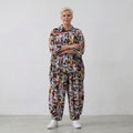 Zeitlose Oversize Viskosebluse in Schwarz Oliv Lila leger Lagenlook modern Hemdkragen