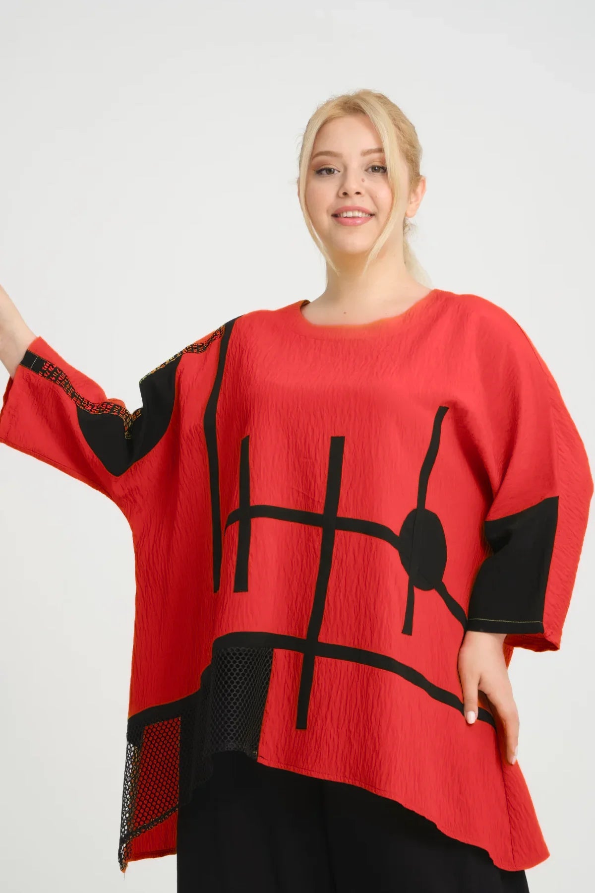  A-Form Bigshirt von Zedd Plus aus Viskose, 24227, Rot, Schick, Modern, Bequem