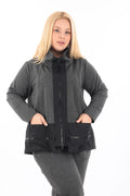  Zedd Plus Jacke in gerader Form, aus Viskose, 24548, Grau, Schick, Modern, Bequem