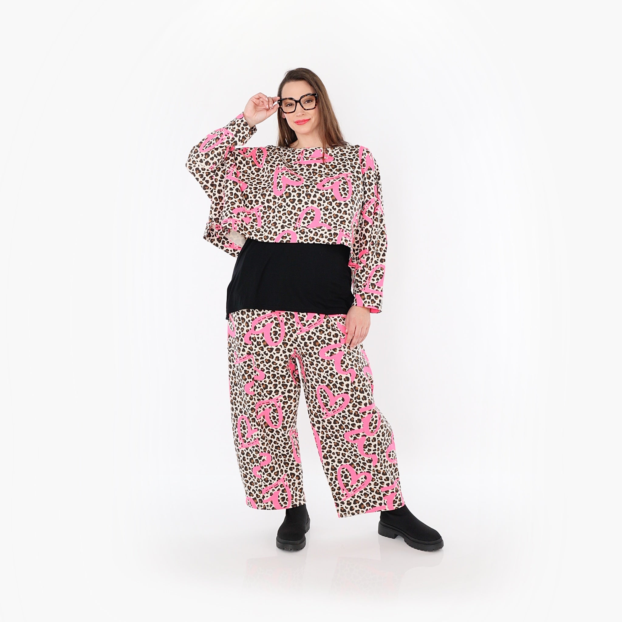  AKH Fashion Überwurf in kastiger Form, aus Baumwolle, 1513.07011, Beige/Braun/Fuchsia