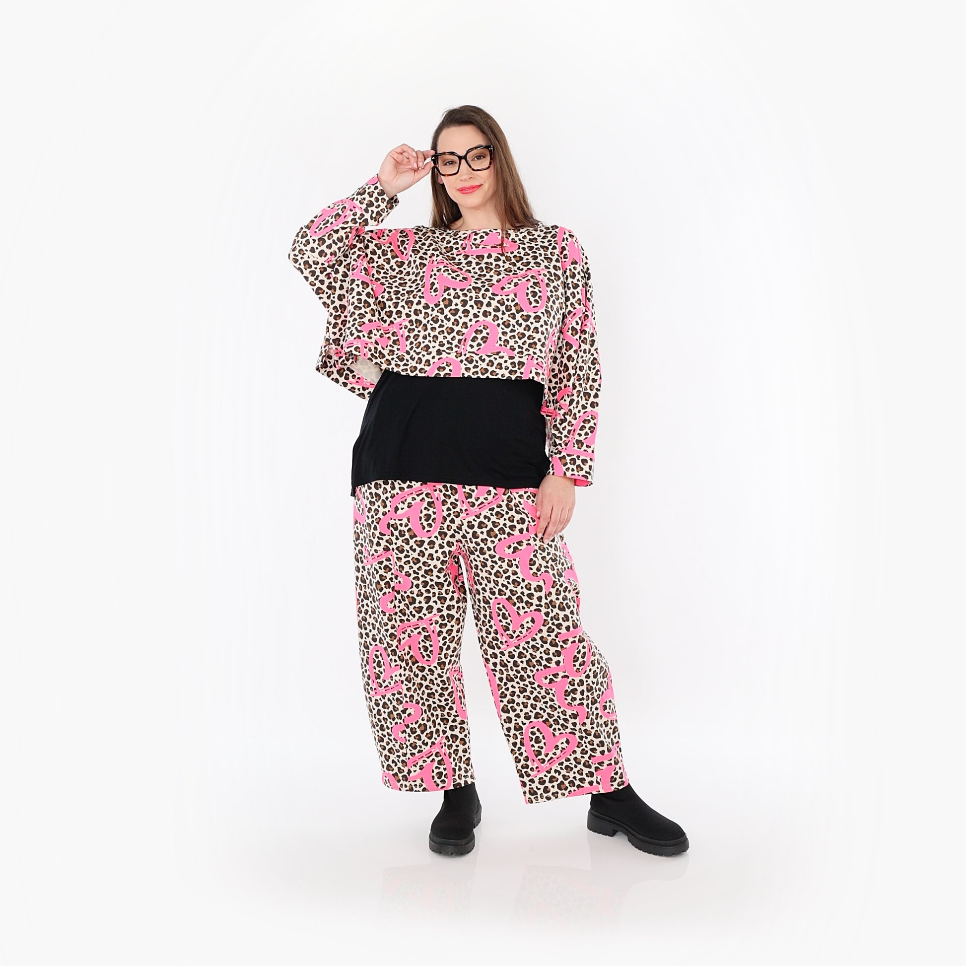  AKH Fashion Überwurf in kastiger Form, aus Baumwolle, 1513.07011, Beige/Braun/Fuchsia