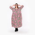  Ballonkleid von AKH Fashion aus Baumwolle, 1513.07122, Beige/Braun/Fuchsia, Leopard