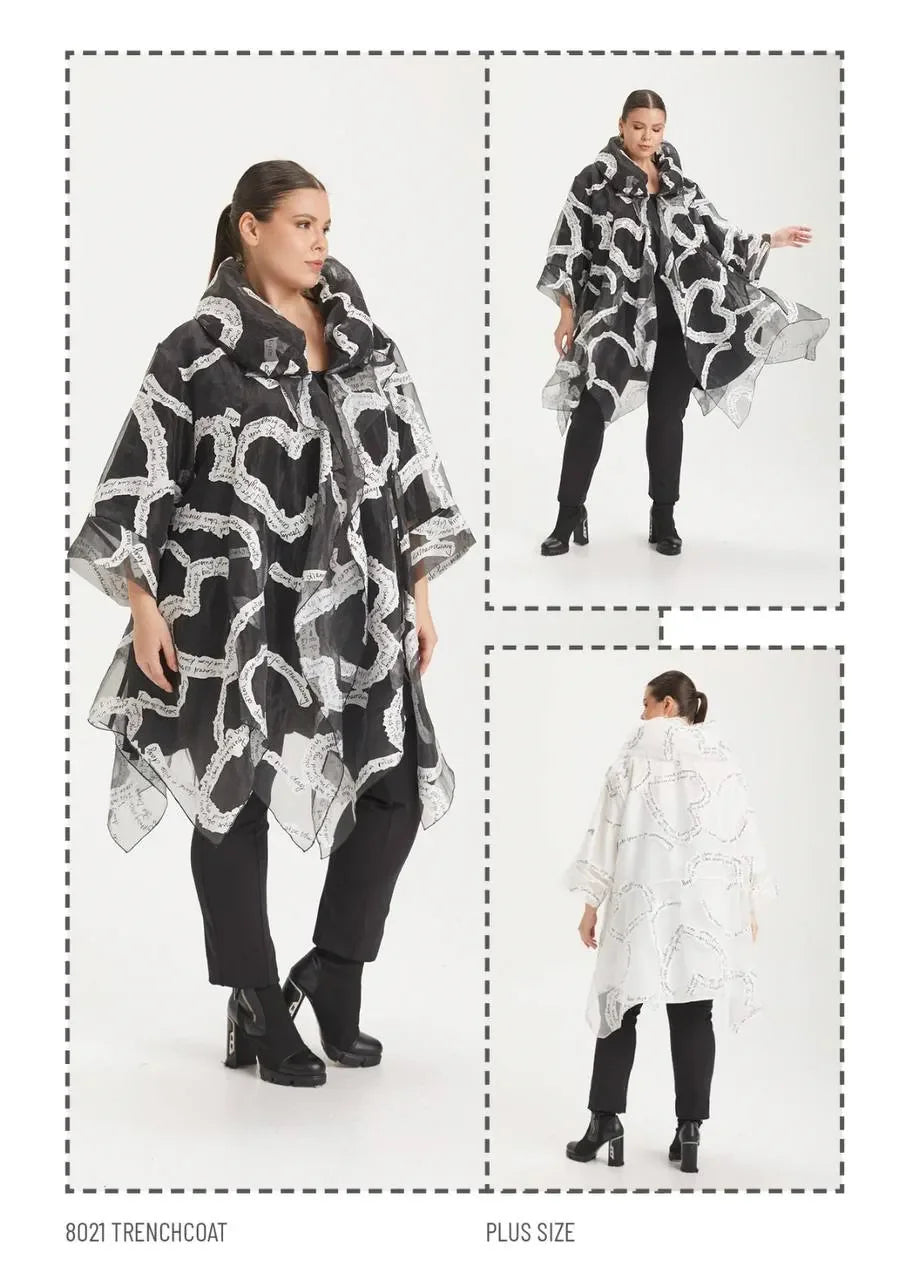  A-Form Mantel von H4 Fashion aus Polyamid, 8021, Schwarz, Ausgefallen, Zeitlos, Schick