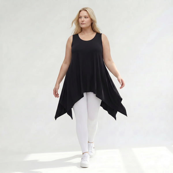 Zipfel Top von AKH Fashion aus Viskose, 1312.01975, Schwarz, Schick, Modern, Bequem