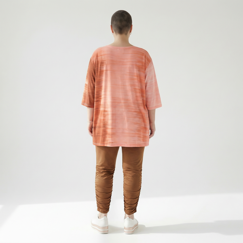  A-Form Bigshirt von AKH Fashion aus Viskose, 1249.00593, Koralle-Orange, Batik, Schick