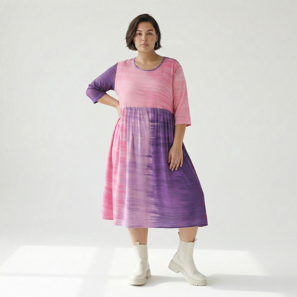  Ballonkleid von AKH Fashion aus Viskose, 1249.06698, Flieder-Pink, Batik, Schick, Modern