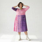  Ballonkleid von AKH Fashion aus Viskose, 1249.06698, Flieder-Pink, Batik, Schick, Modern