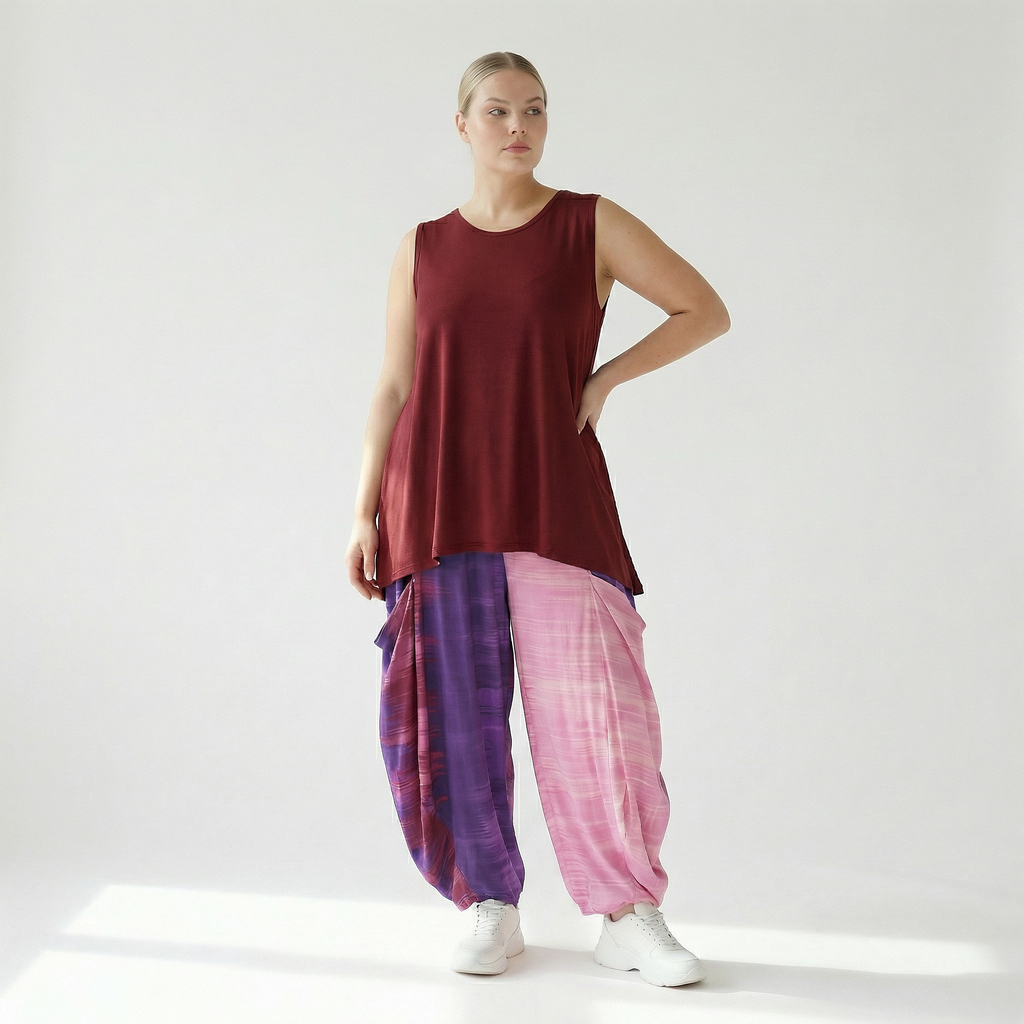  Ballonhose von AKH Fashion aus Viskose, 1249.08069, Flieder-Pink, Batik, Schick, Modern