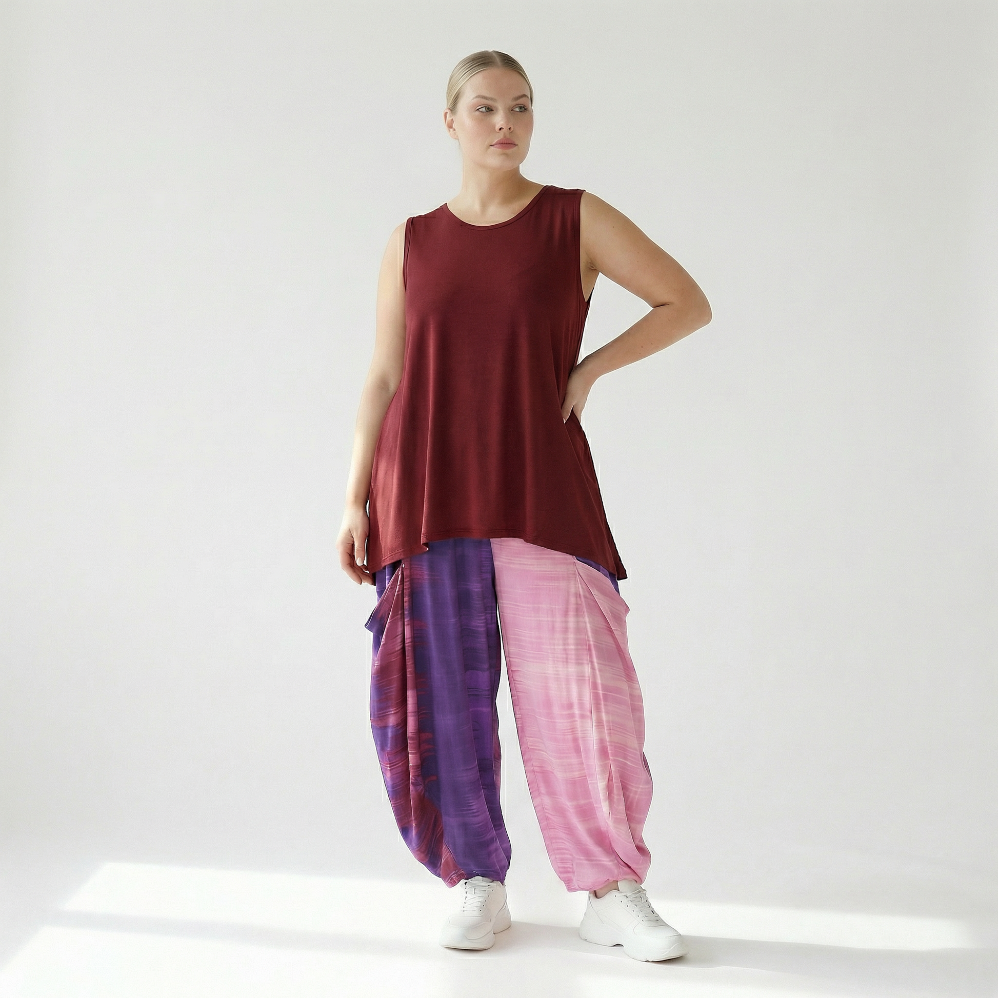  Ballonhose von AKH Fashion aus Viskose, 1249.08069, Flieder-Pink, Batik, Schick, Modern