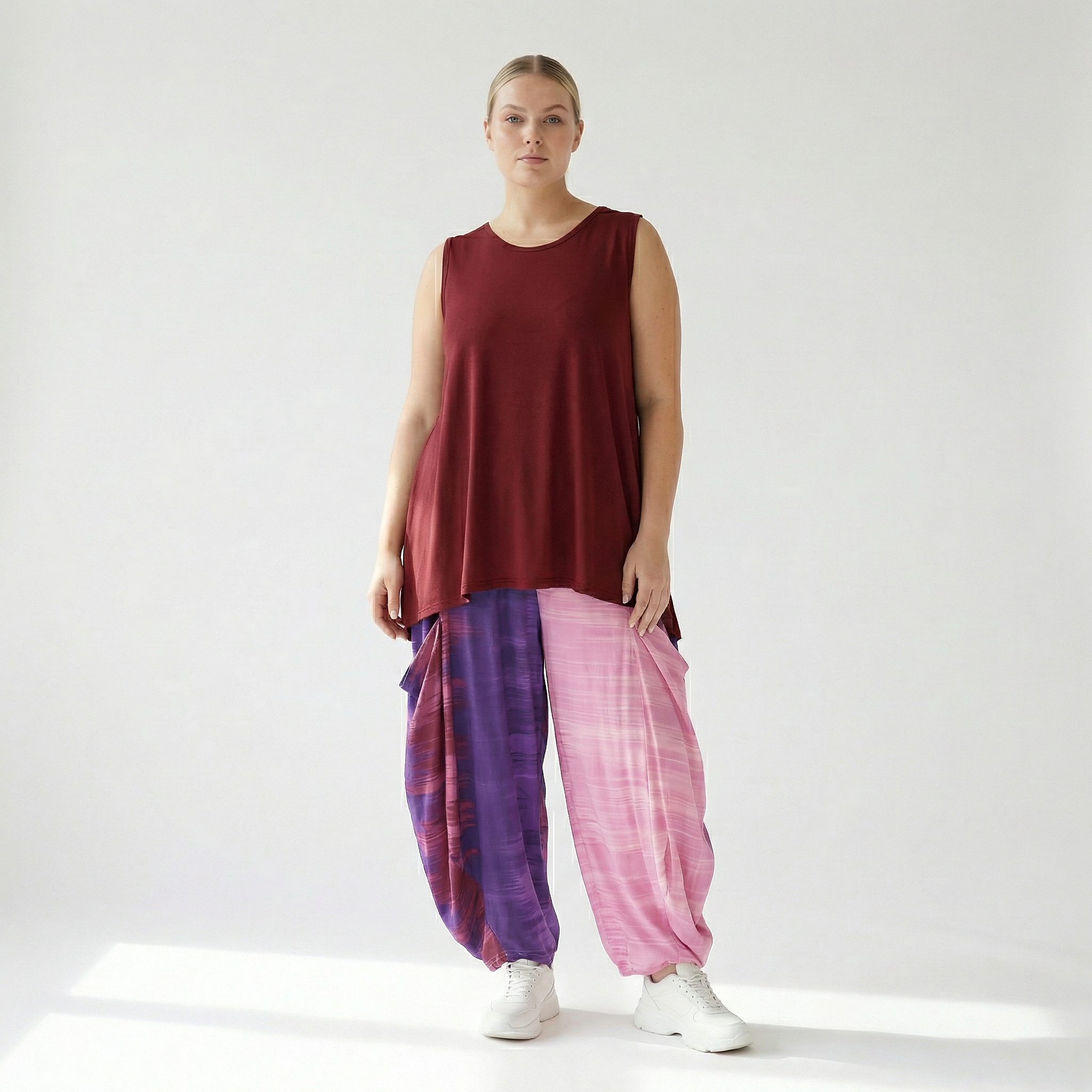  Ballonhose von AKH Fashion aus Viskose, 1249.08069, Flieder-Pink, Batik, Schick, Modern