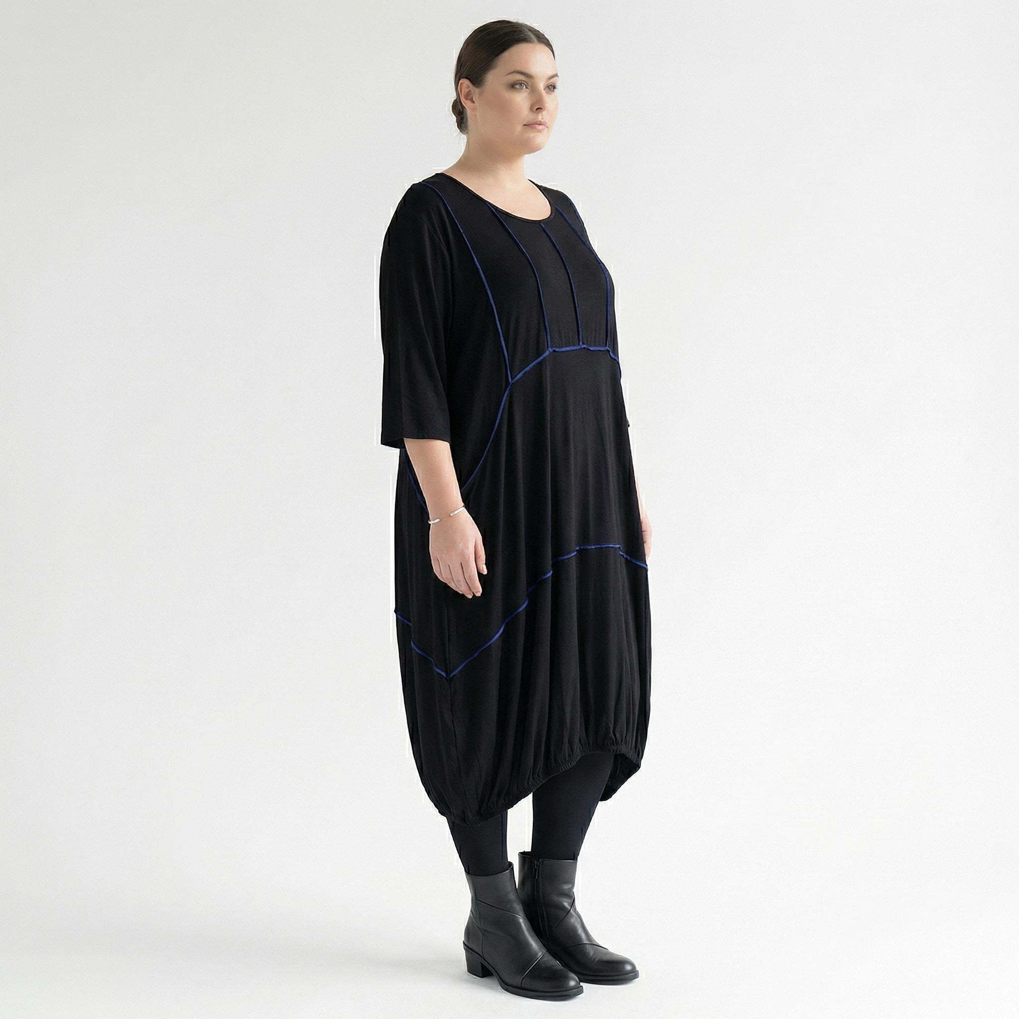  Ballonkleid von AKH Fashion aus Viskose, 1416.06564, Schwarz/Blau, Schick, Modern, Bequem