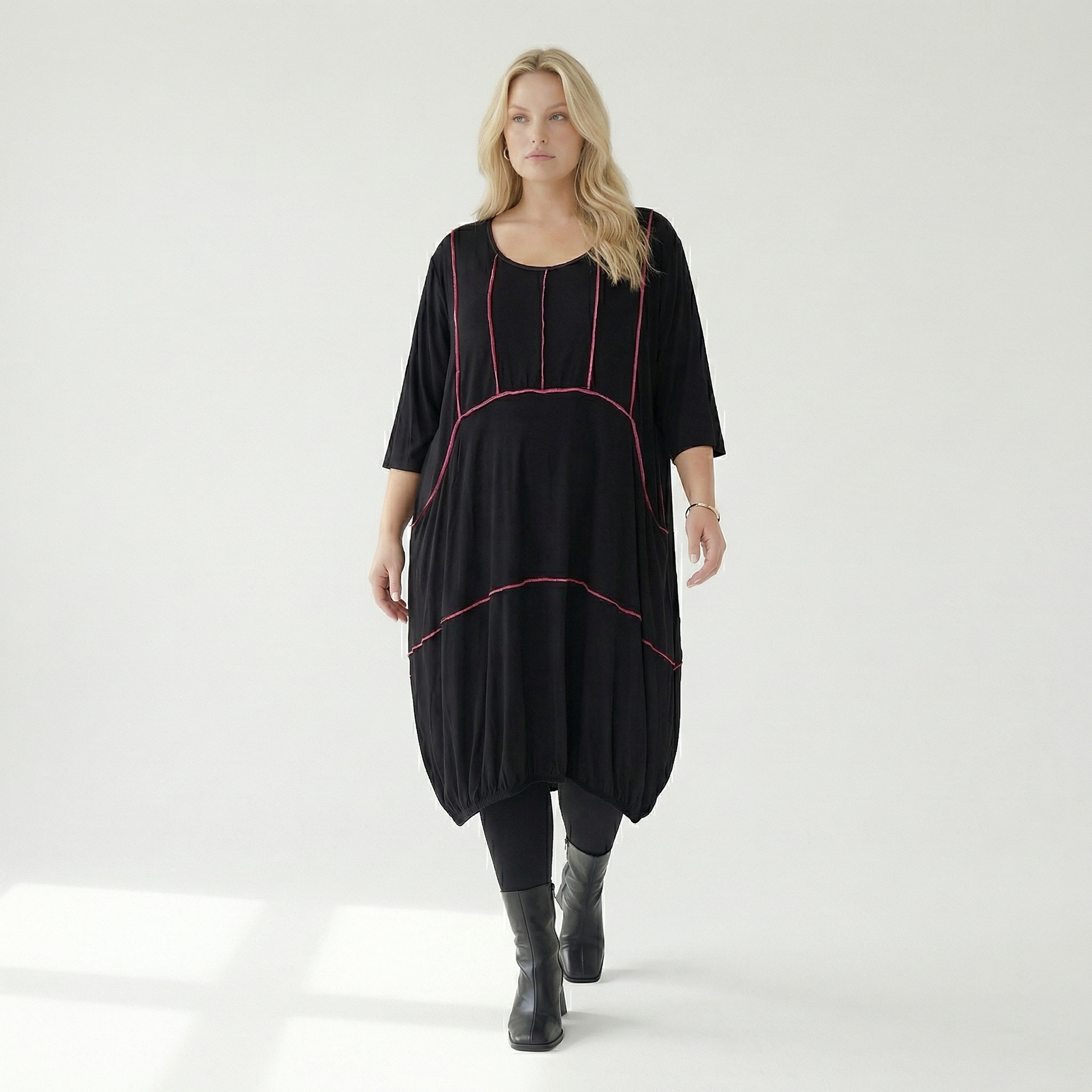  Ballonkleid von AKH Fashion aus Viskose, 1416.06564, Schwarz/Fuchsia, Schick, Modern