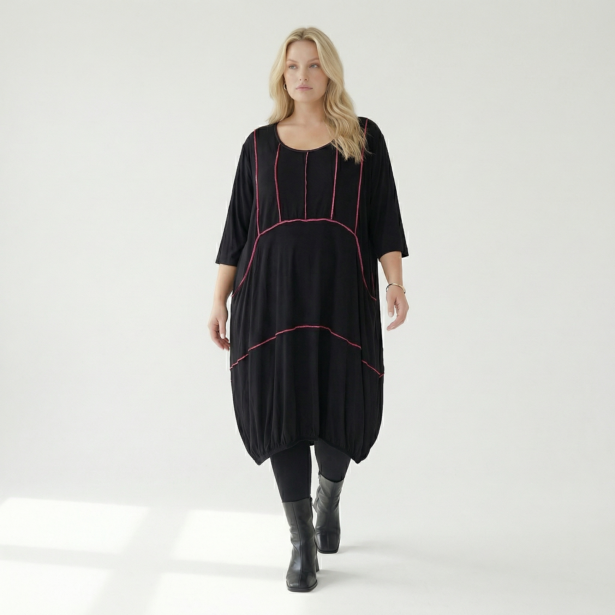  Ballonkleid von AKH Fashion aus Viskose, 1416.06564, Schwarz/Fuchsia, Schick, Modern