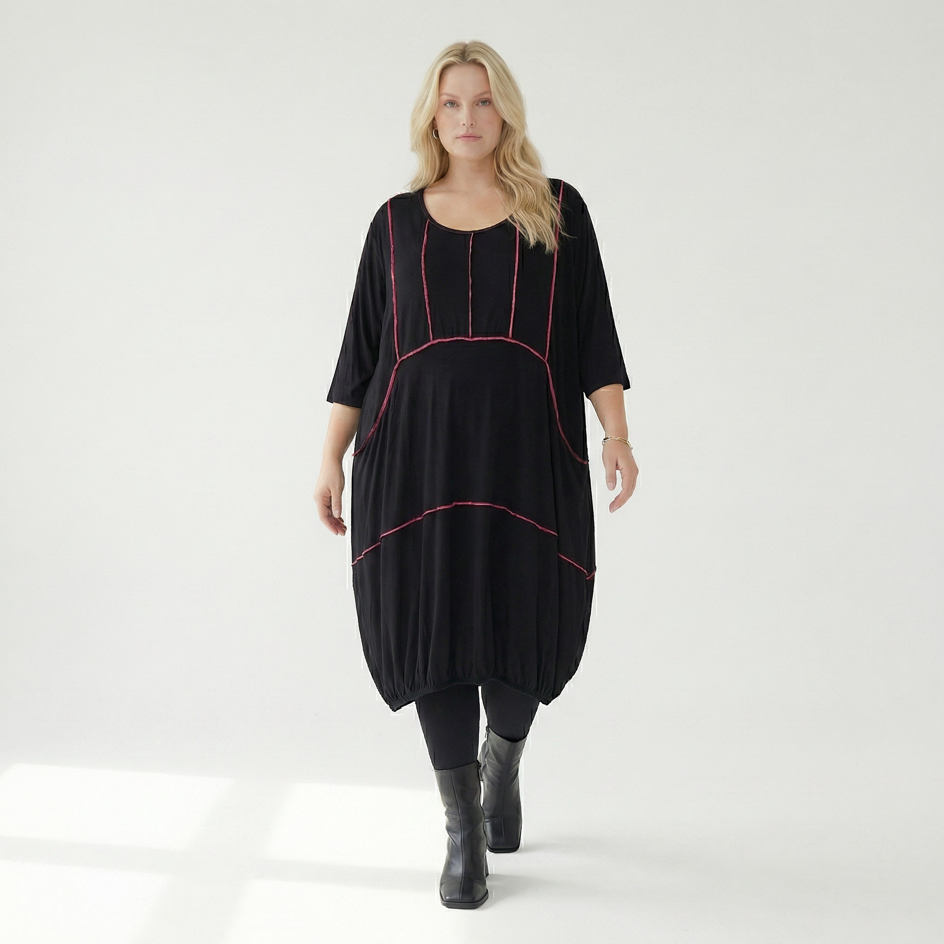  Ballonkleid von AKH Fashion aus Viskose, 1416.06564, Schwarz/Fuchsia, Schick, Modern