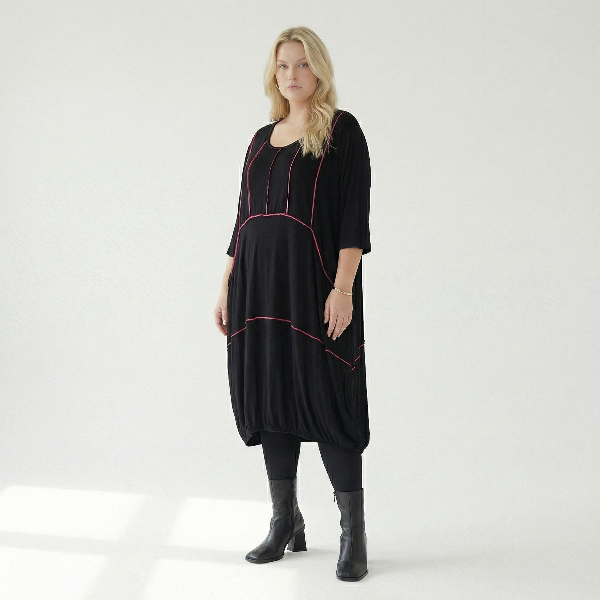  Ballonkleid von AKH Fashion aus Viskose, 1416.06564, Schwarz/Fuchsia, Schick, Modern