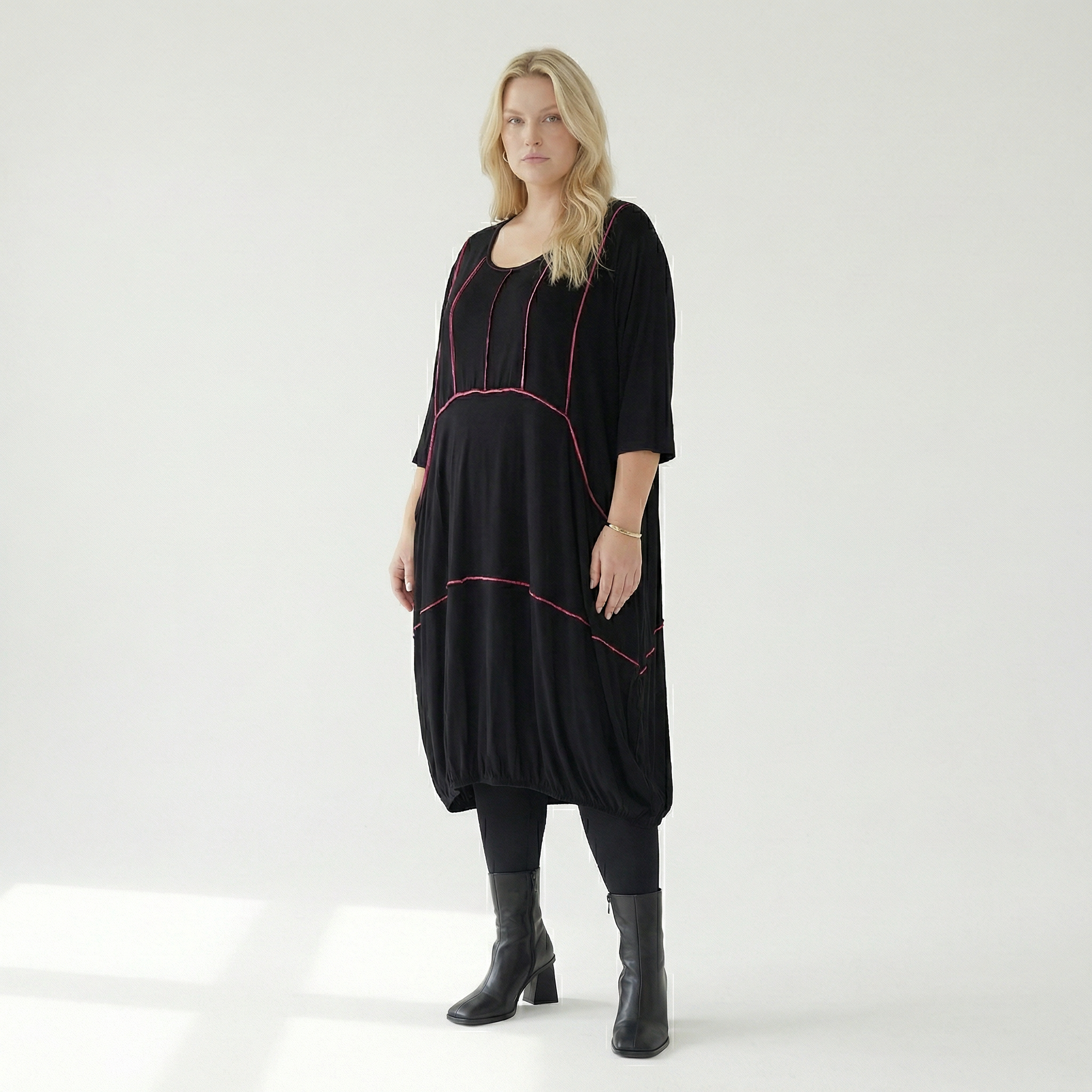  Ballonkleid von AKH Fashion aus Viskose, 1416.06564, Schwarz/Fuchsia, Schick, Modern