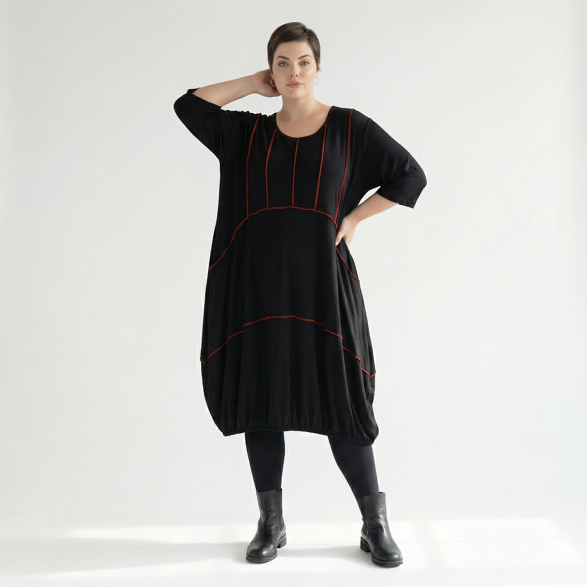  Ballonkleid von AKH Fashion aus Viskose, 1416.06564, Schwarz/Rot, Schick, Modern, Bequem