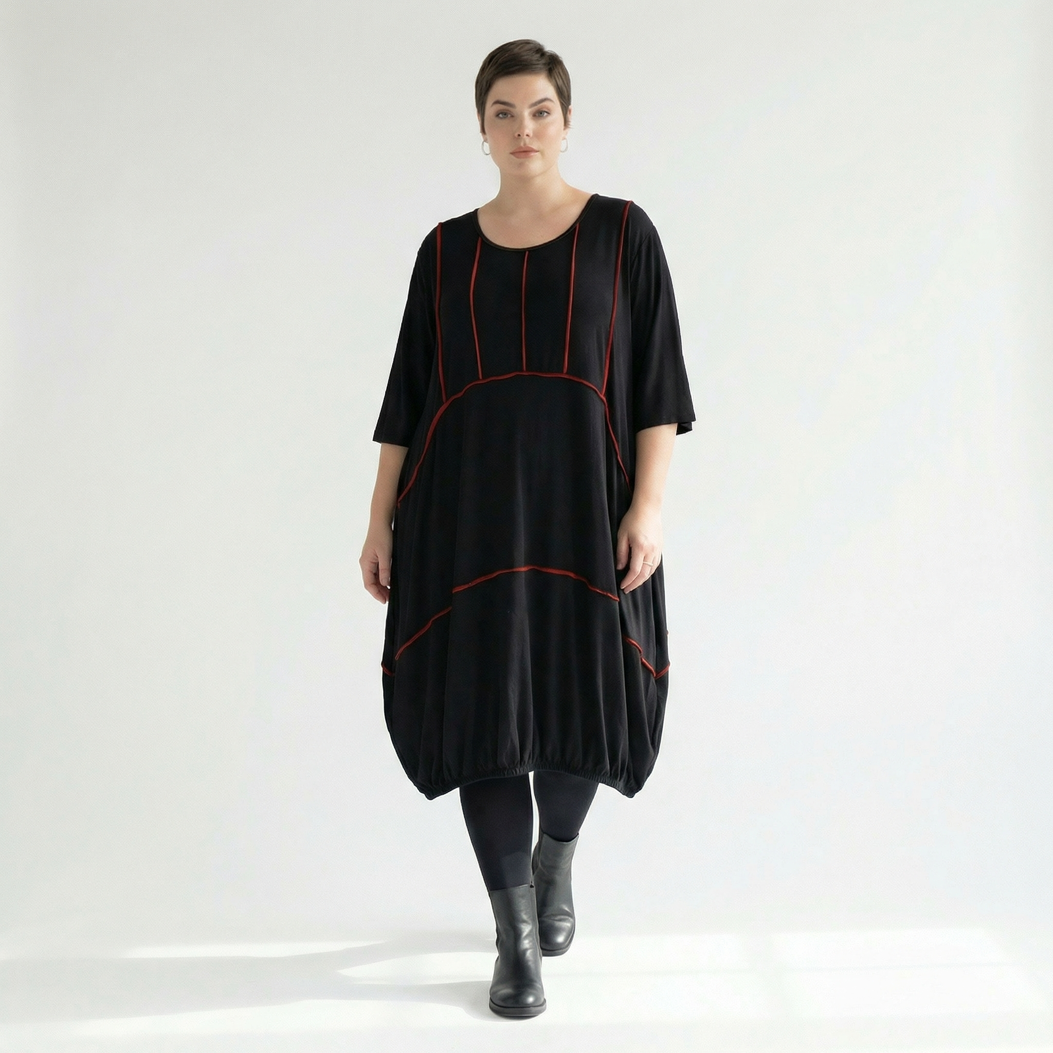  Ballonkleid von AKH Fashion aus Viskose, 1416.06564, Schwarz/Rot, Schick, Modern, Bequem