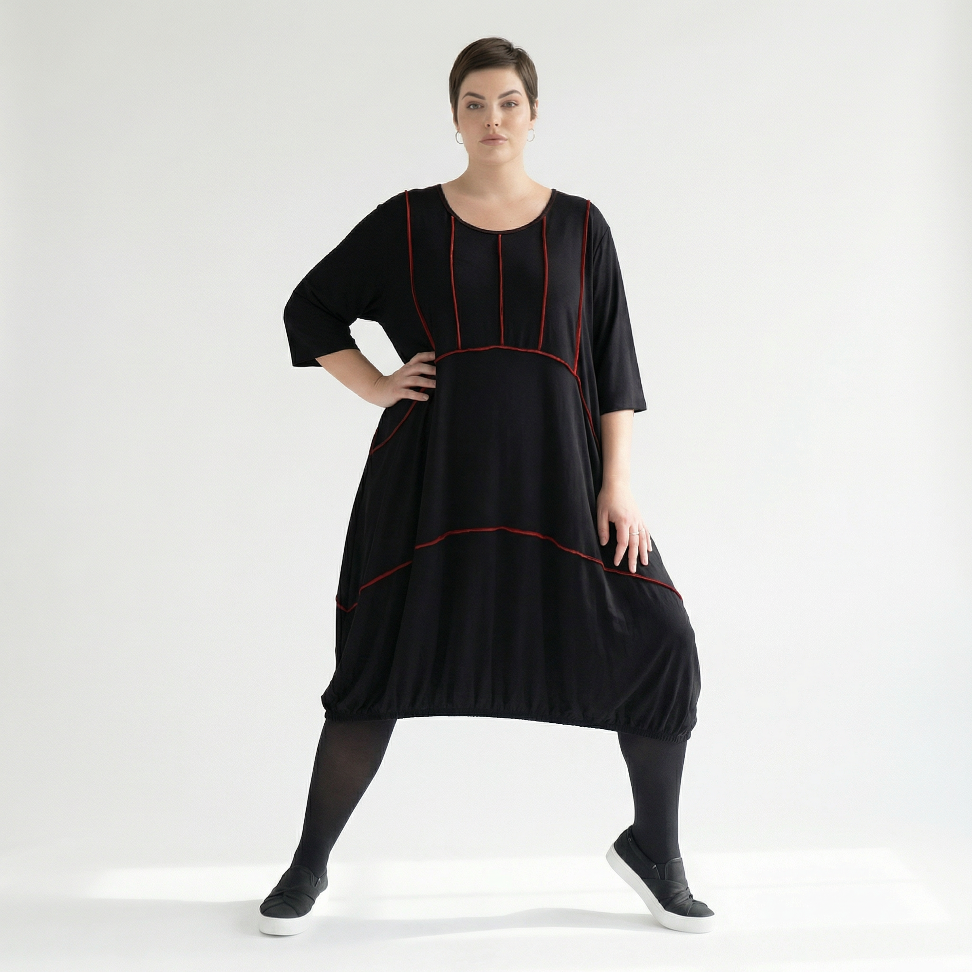  Ballonkleid von AKH Fashion aus Viskose, 1416.06564, Schwarz/Rot, Schick, Modern, Bequem