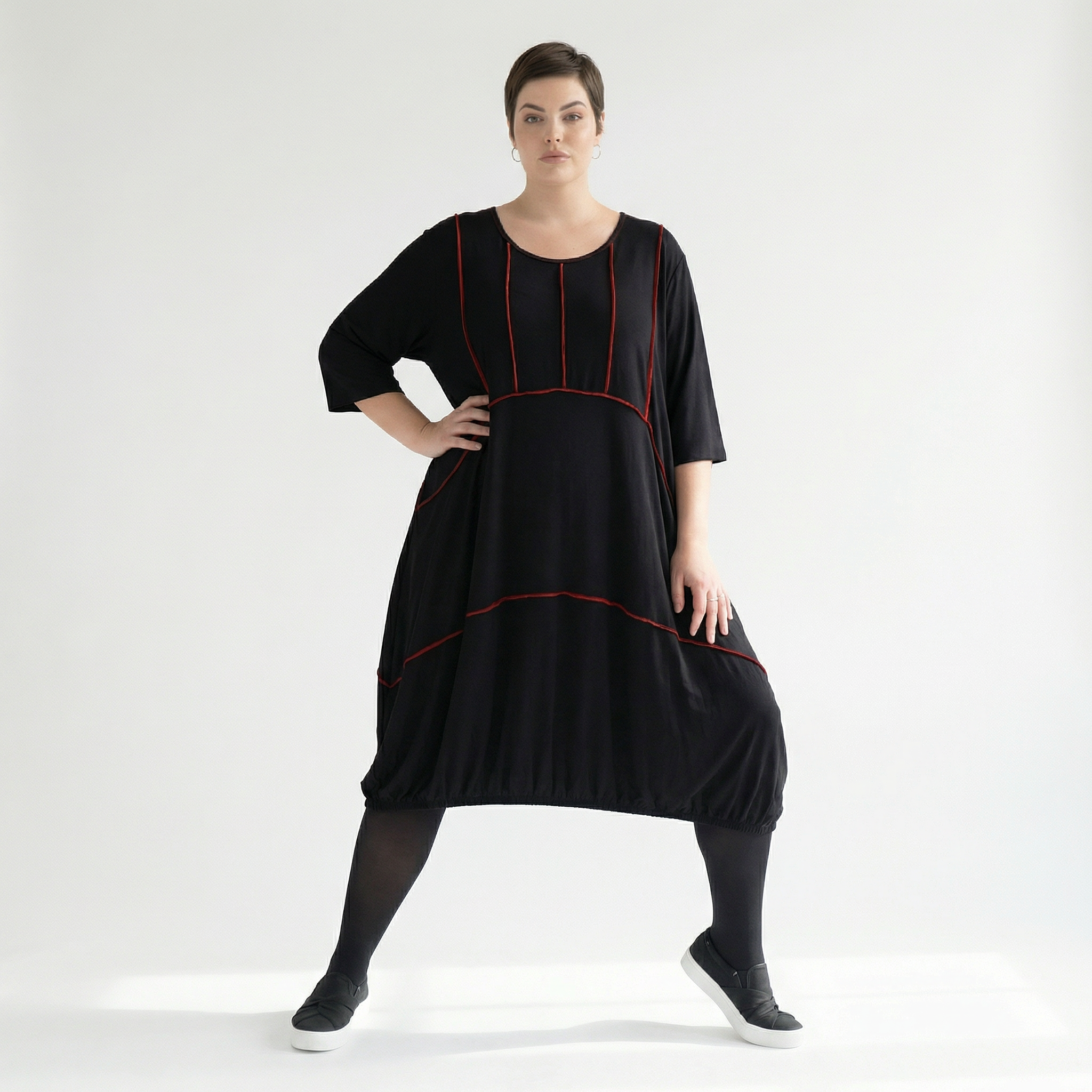  Ballonkleid von AKH Fashion aus Viskose, 1416.06564, Schwarz/Rot, Schick, Modern, Bequem