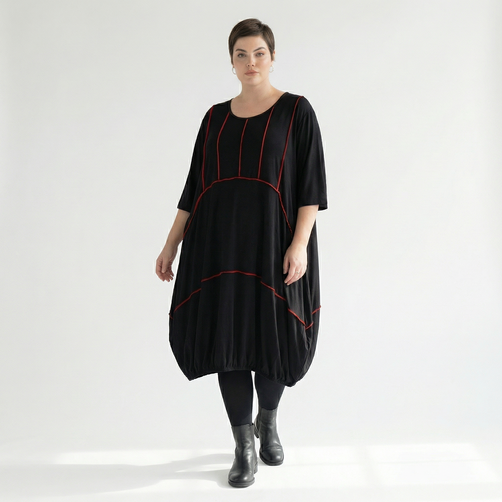  Ballonkleid von AKH Fashion aus Viskose, 1416.06564, Schwarz/Rot, Schick, Modern, Bequem