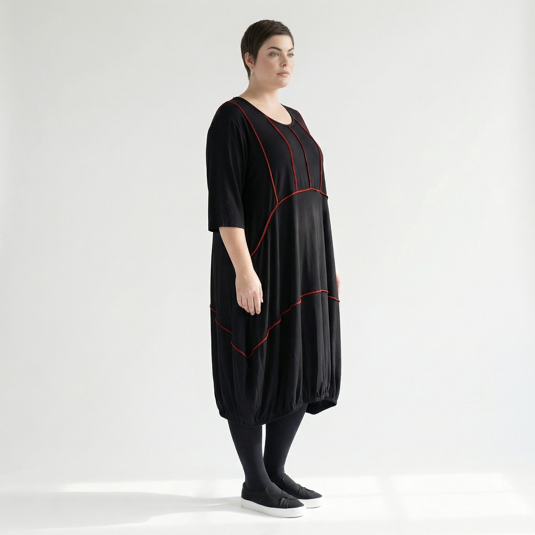  Ballonkleid von AKH Fashion aus Viskose, 1416.06564, Schwarz/Rot, Schick, Modern, Bequem