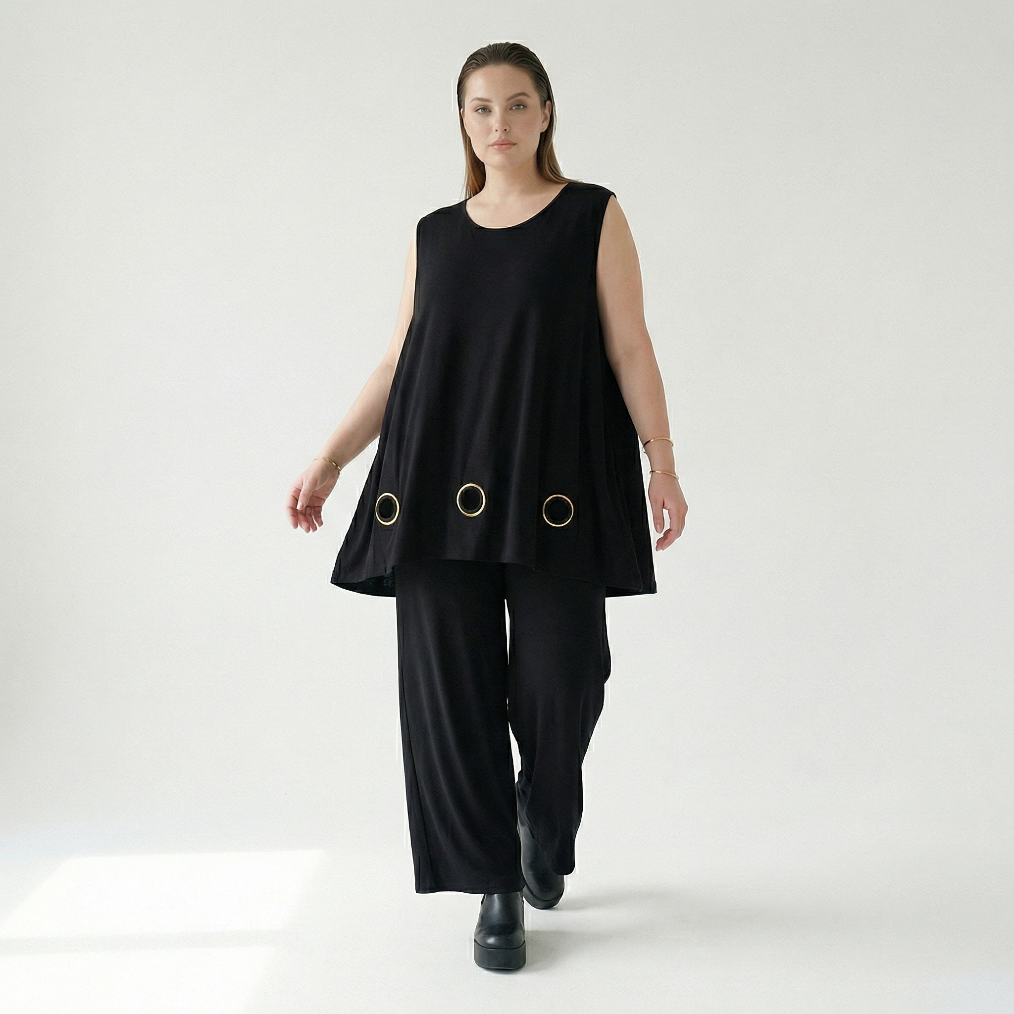  AKH Fashion Top in gerader Form, aus Viskose, 1416.06675, Schwarz/Gelb, Schick, Modern