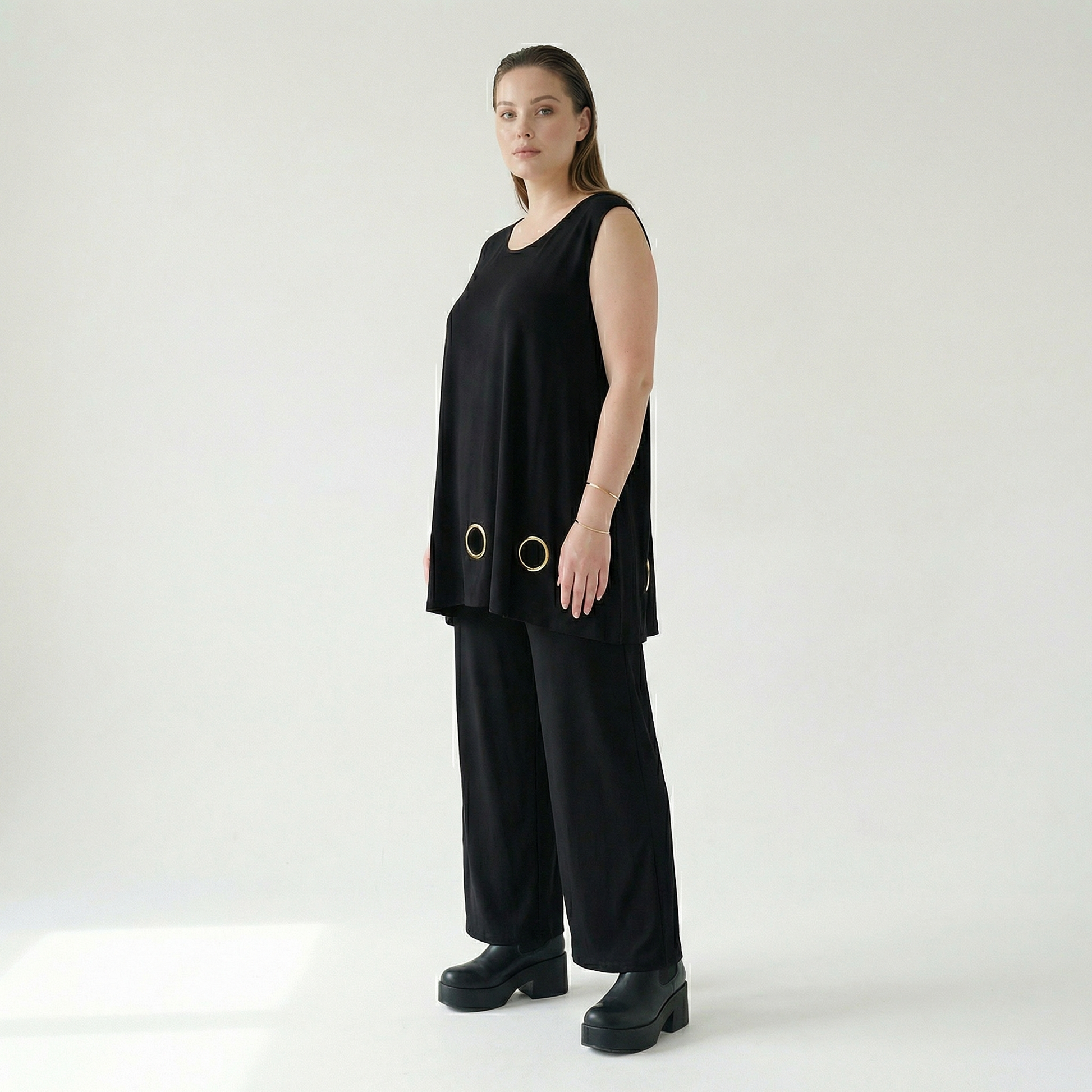  AKH Fashion Top in gerader Form, aus Viskose, 1416.06675, Schwarz/Gelb, Schick, Modern