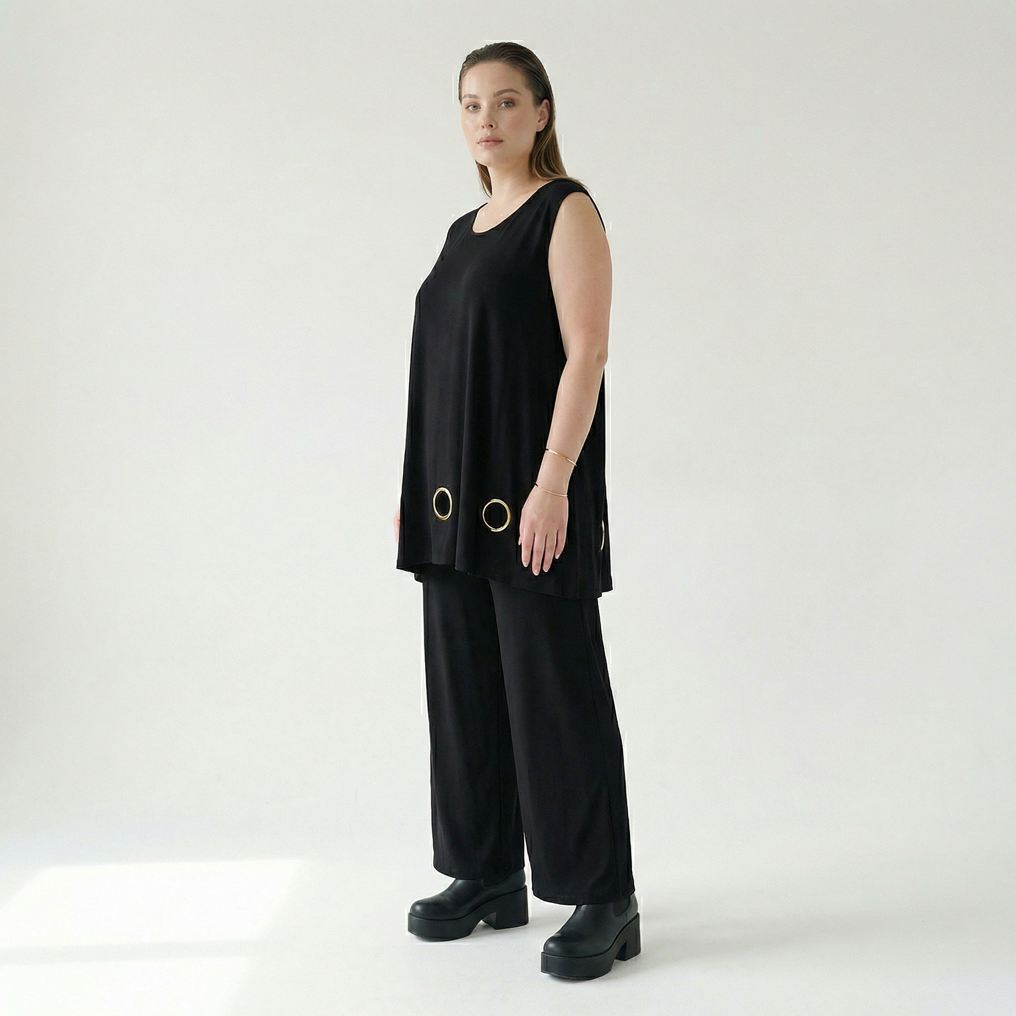  AKH Fashion Top in gerader Form, aus Viskose, 1416.06675, Schwarz/Gelb, Schick, Modern