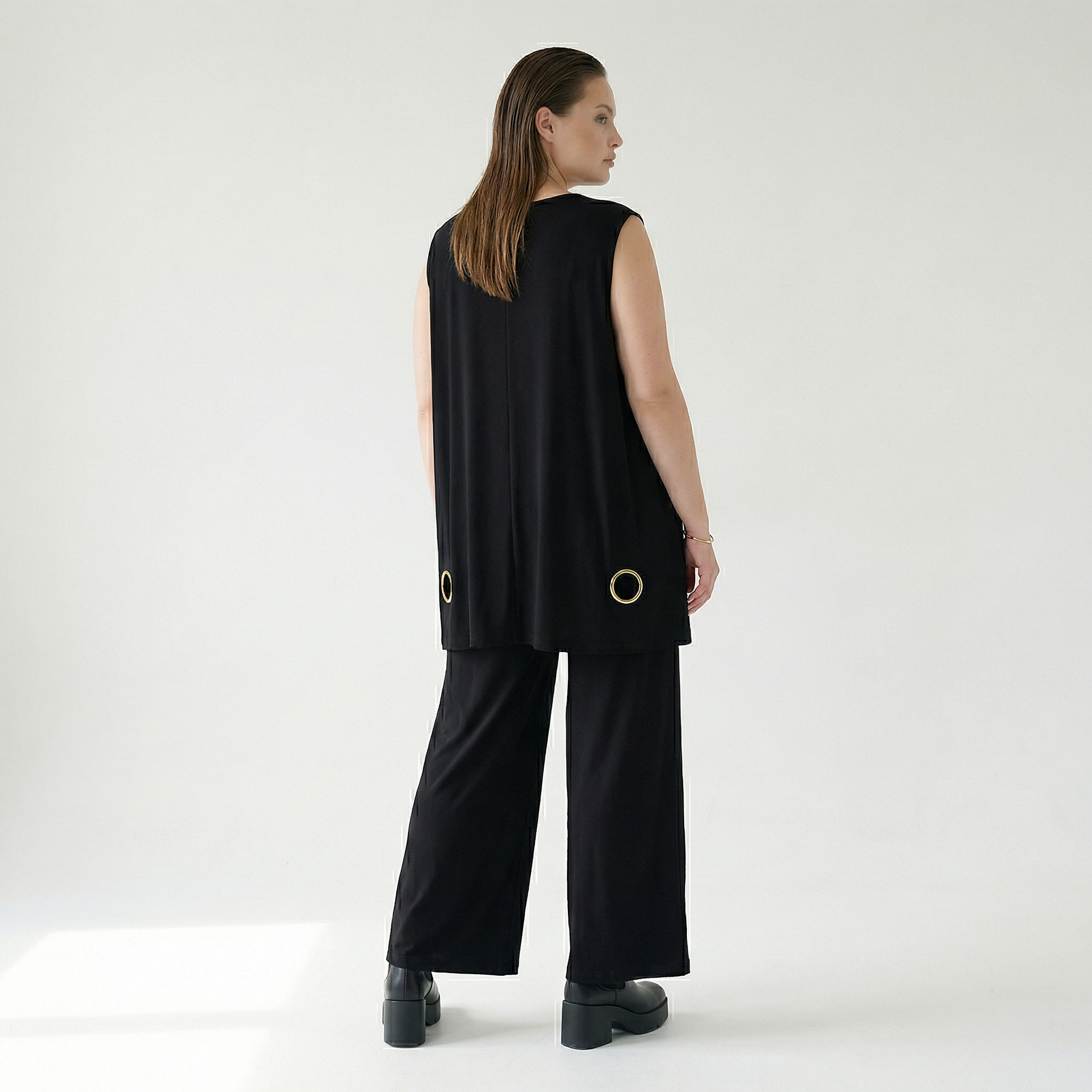  AKH Fashion Top in gerader Form, aus Viskose, 1416.06675, Schwarz/Gelb, Schick, Modern