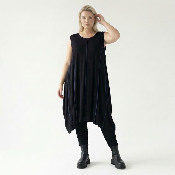  Ballon Tunika von AKH Fashion aus Viskose, 1416.06913, Schwarz/Blau, Schick, Modern