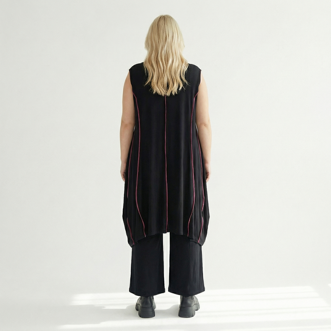  Ballon Tunika von AKH Fashion aus Viskose, 1416.06913, Schwarz/Fuchsia, Schick, Modern