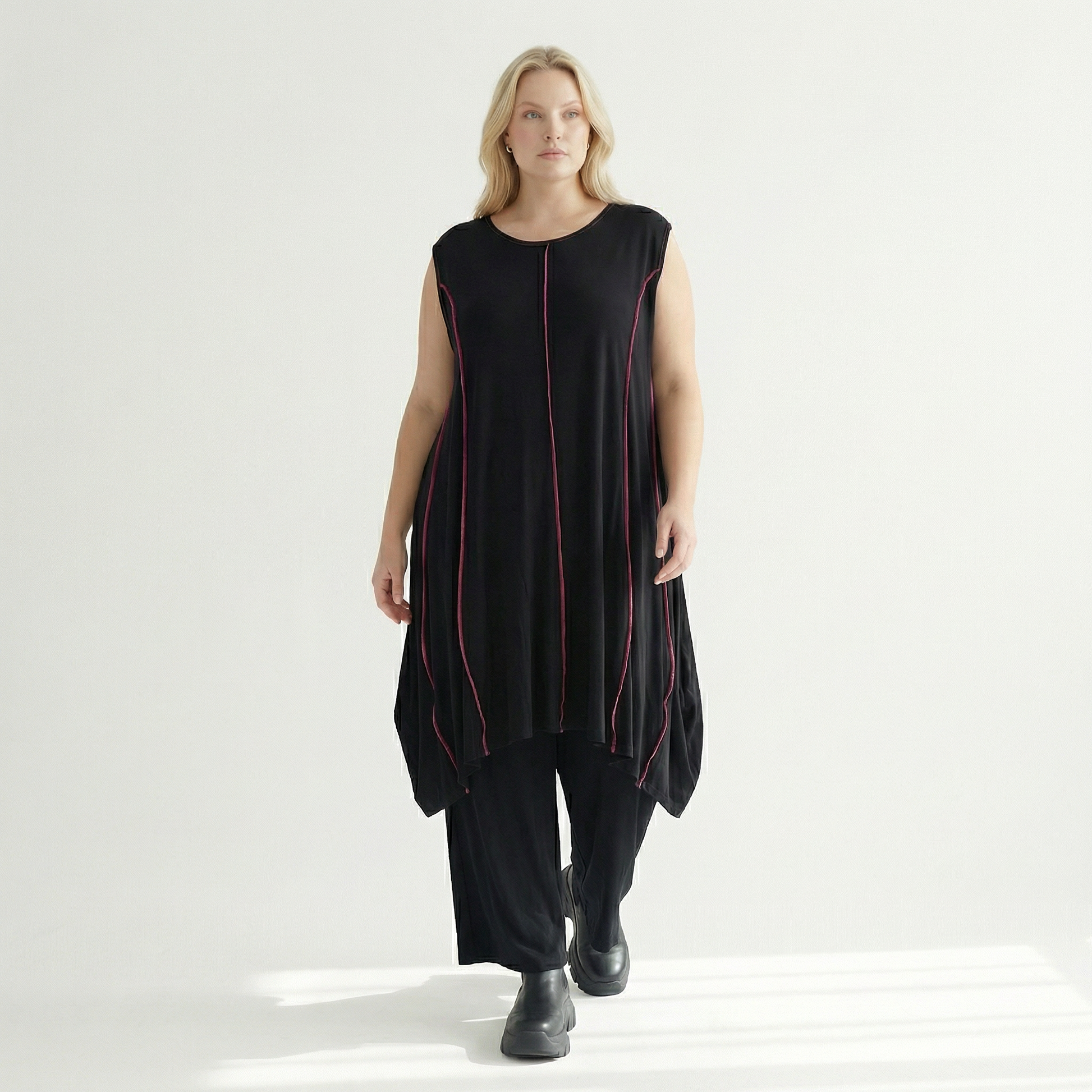  Ballon Tunika von AKH Fashion aus Viskose, 1416.06913, Schwarz/Fuchsia, Schick, Modern