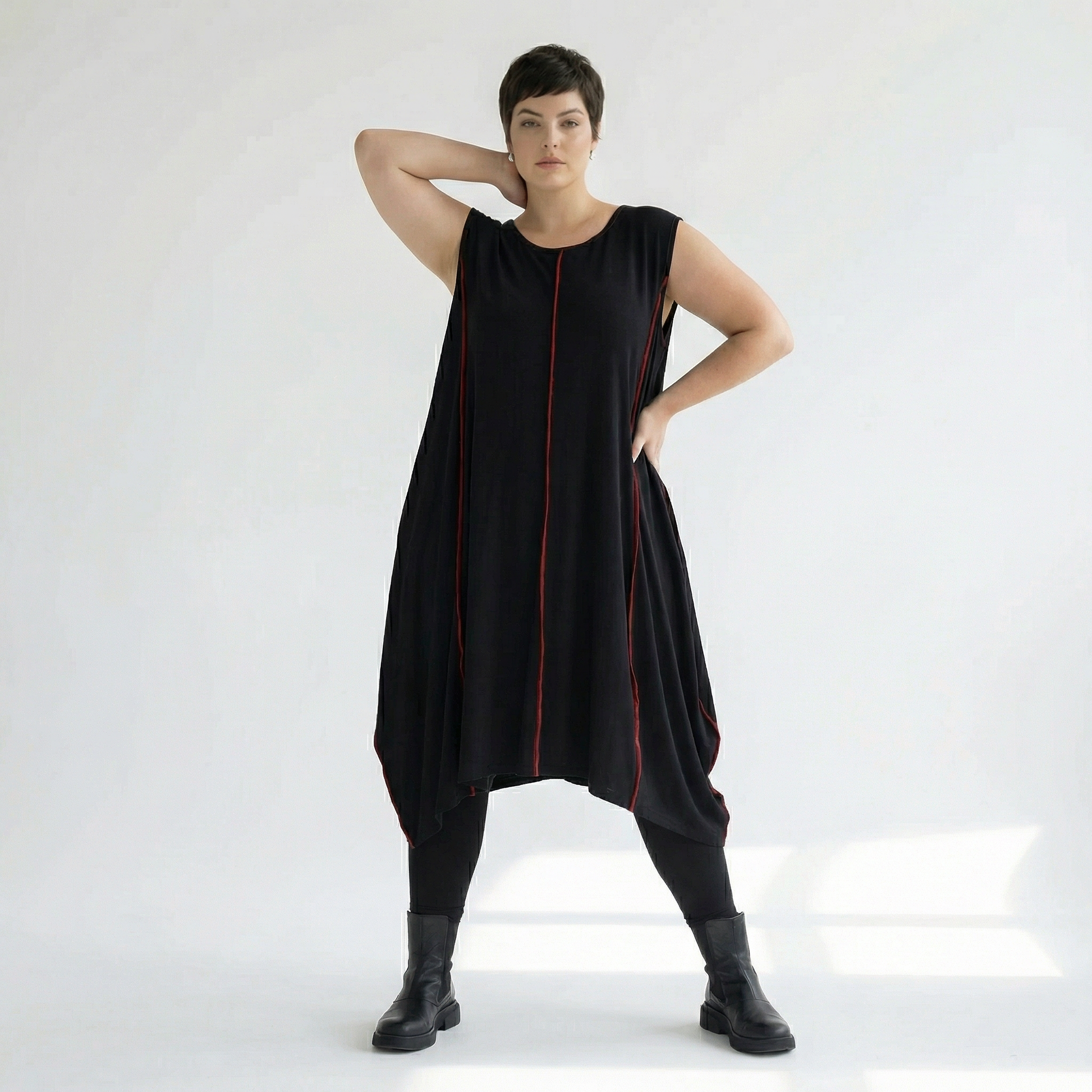  Ballon Tunika von AKH Fashion aus Viskose, 1416.06913, Schwarz/Rot, Schick, Modern, Bequem