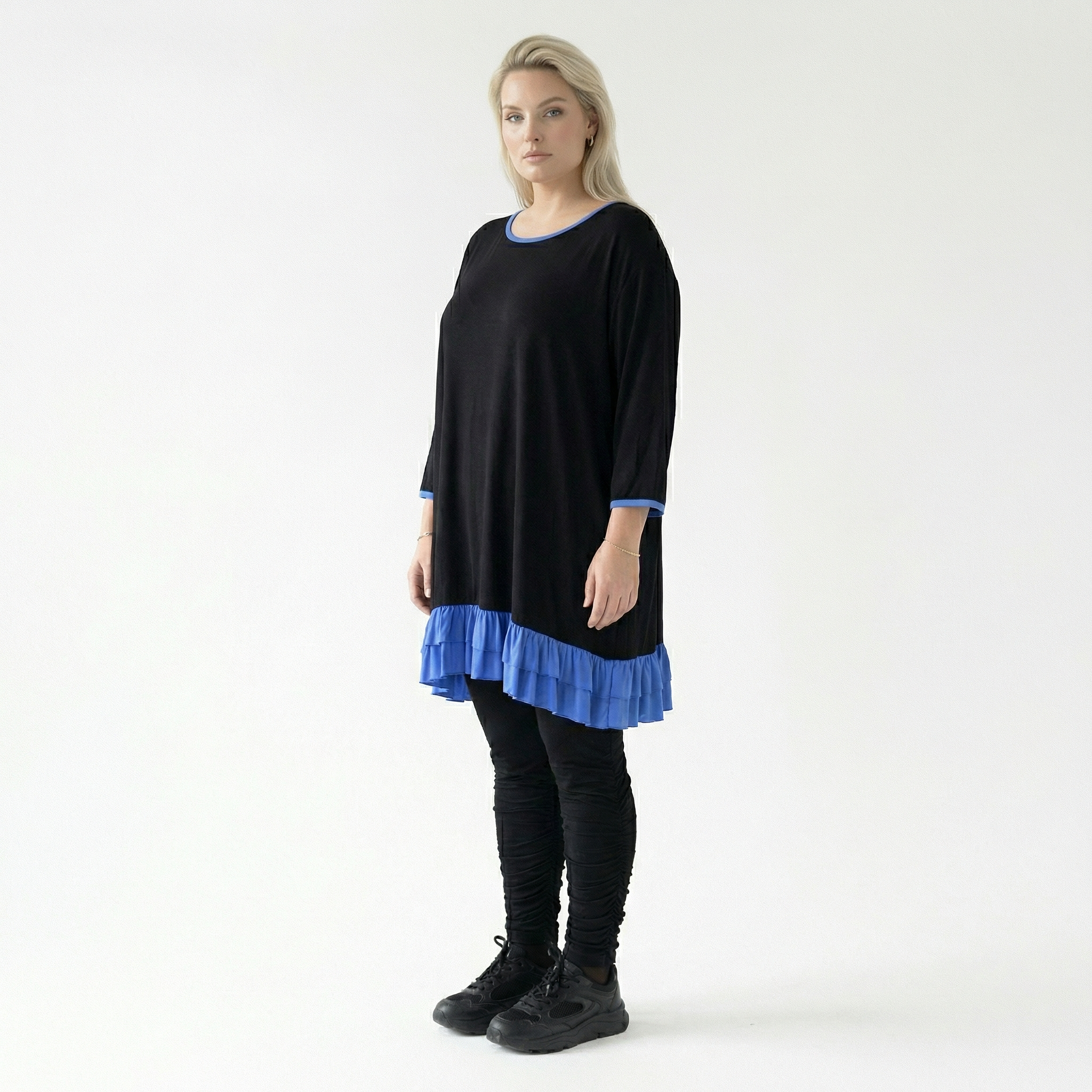  A-Form Shirt von AKH Fashion aus Viskose, 1416.06916, Schwarz/Blau, Schick, Modern, Bequem