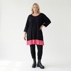  A-Form Shirt von AKH Fashion aus Viskose, 1416.06916, Schwarz/Fuchsia, Schick, Modern