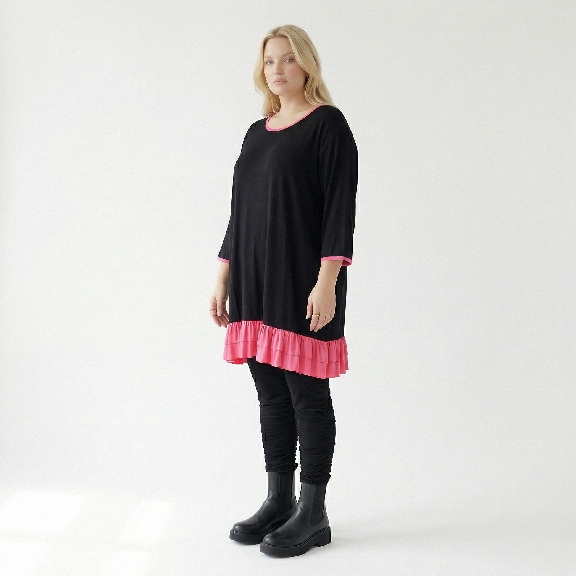  A-Form Shirt von AKH Fashion aus Viskose, 1416.06916, Schwarz/Fuchsia, Schick, Modern