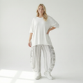  Ballonhose von AKH Fashion aus Baumwolle, 1420.08069, Weiß/Kiwi, Blockstreifen, Schick