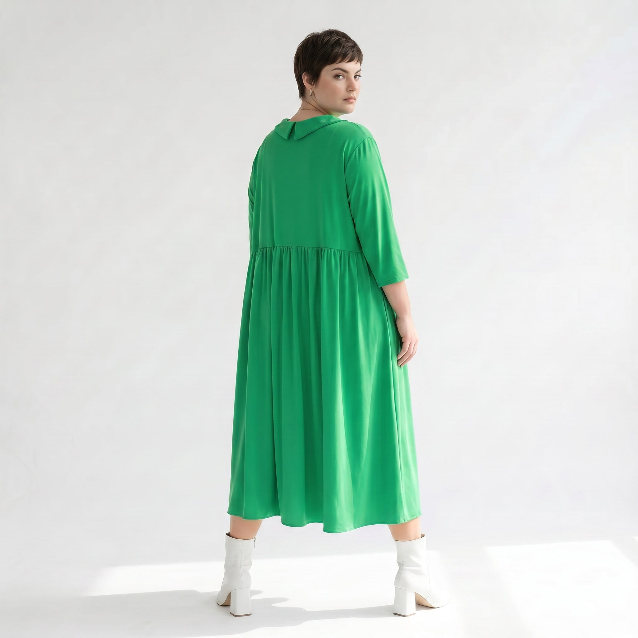 Ausgefallenes Ballonkleid im lässigen Lagenlook Oversize mit weich fließendem Stretchkomfort, Grün