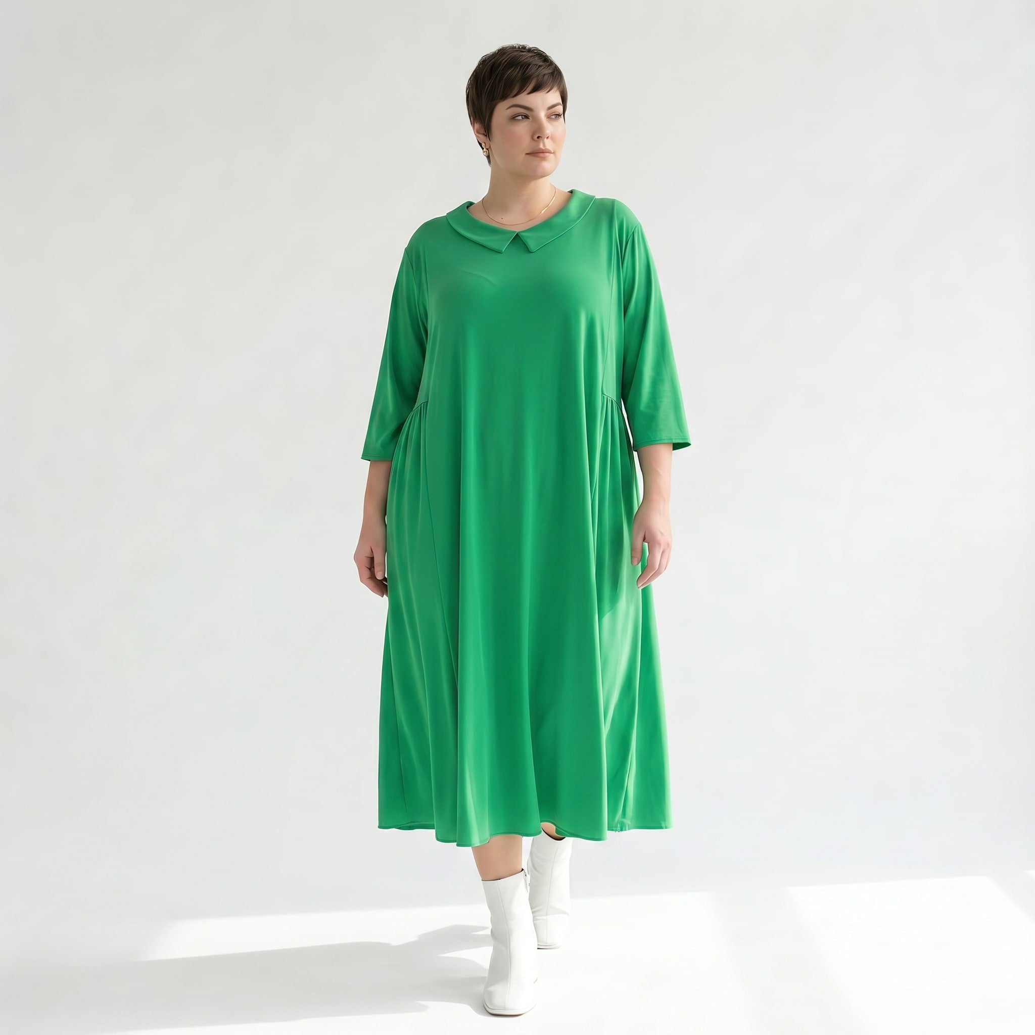 Ausgefallenes Ballonkleid im lässigen Lagenlook Oversize mit weich fließendem Stretchkomfort, Grün