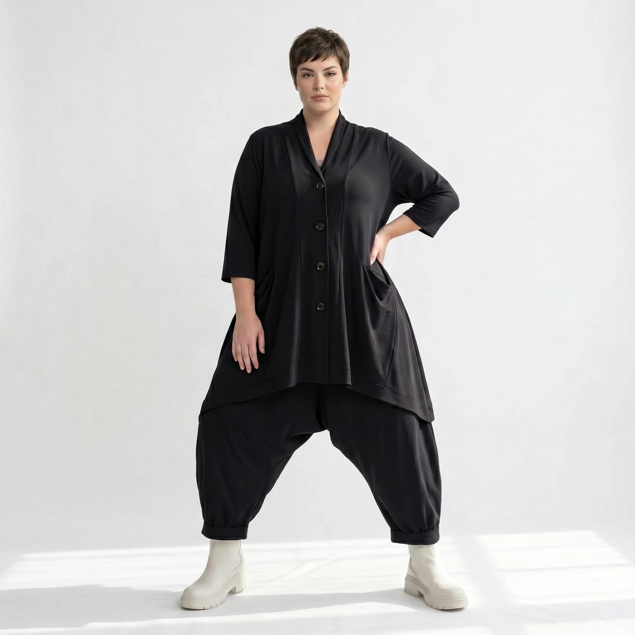 A-Form Jacke von AKH Fashion aus Materialmix, ausgefallene, zeitlose Lagenlook Mode