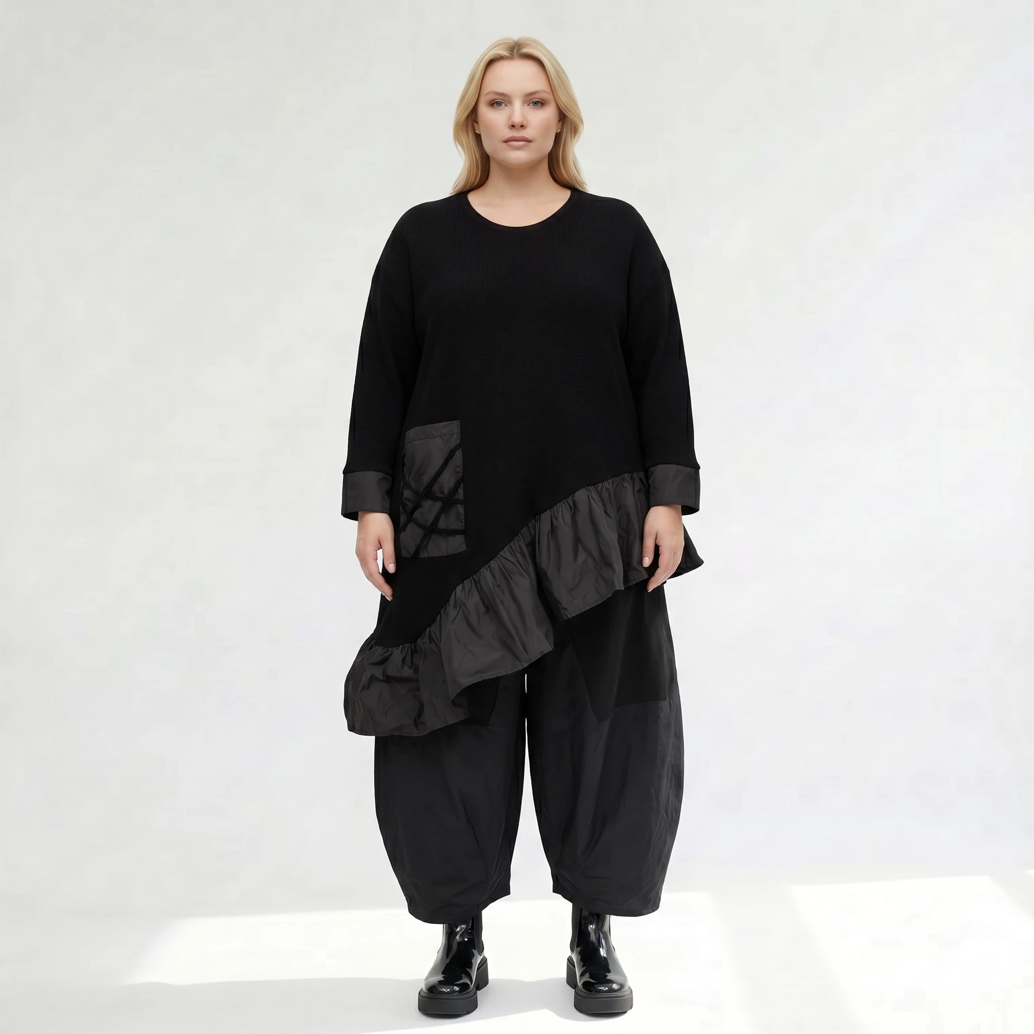 AKH Premium Bigshirt in asymmetrischer Form, aus Baumwolle, 1446.02331, Schwarz, Schick