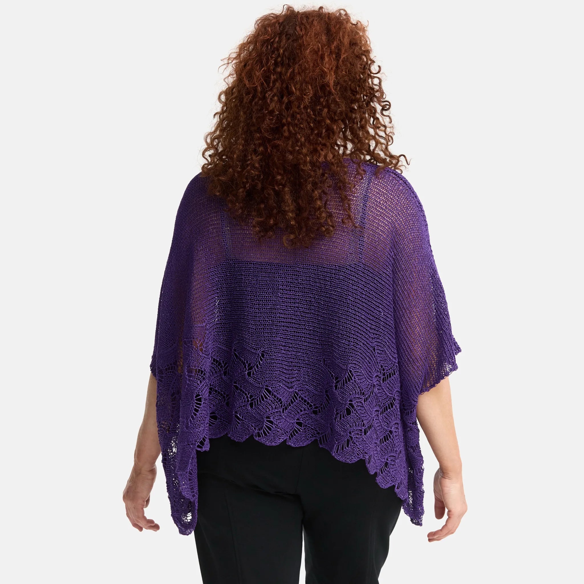  Amandine Pullover in kastiger Form, aus Baumwolle, A2806, Violett, Schick, Modern, Bequem