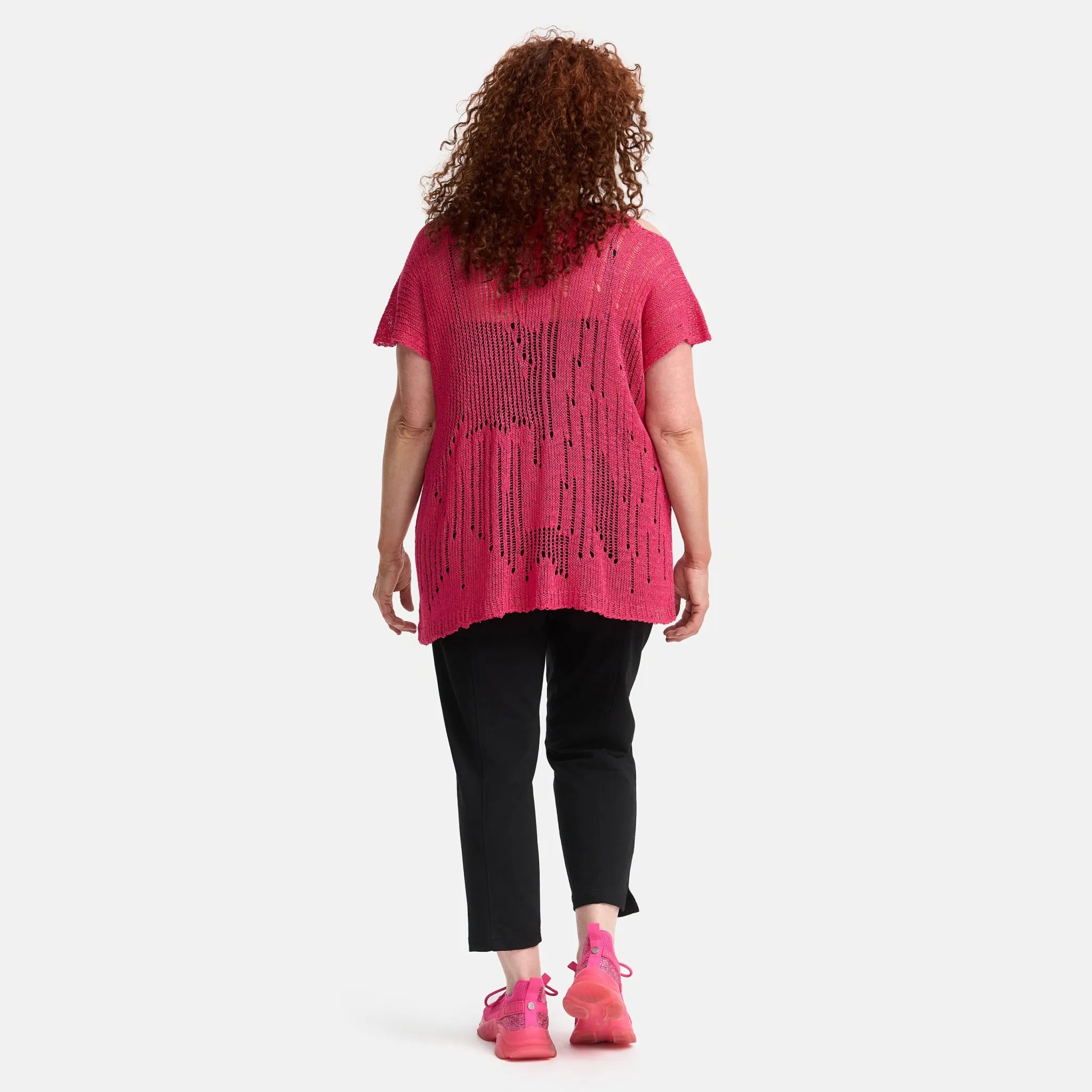  Amandine Pullover in kastiger Form, aus Baumwolle, A2807, Fuchsia, Schick, Modern, Bequem