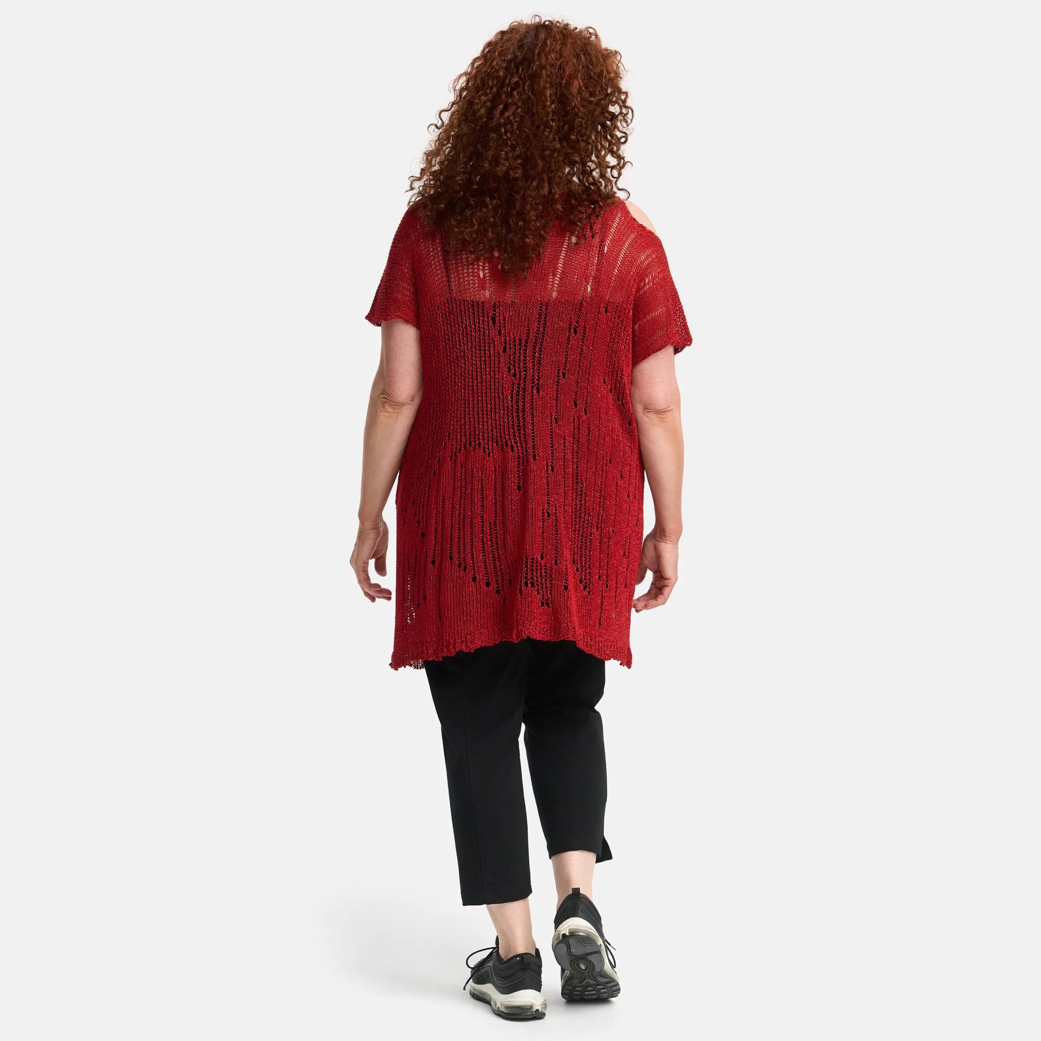  Amandine Pullover in kastiger Form, aus Baumwolle, A2807, Rot, Schick, Modern, Bequem