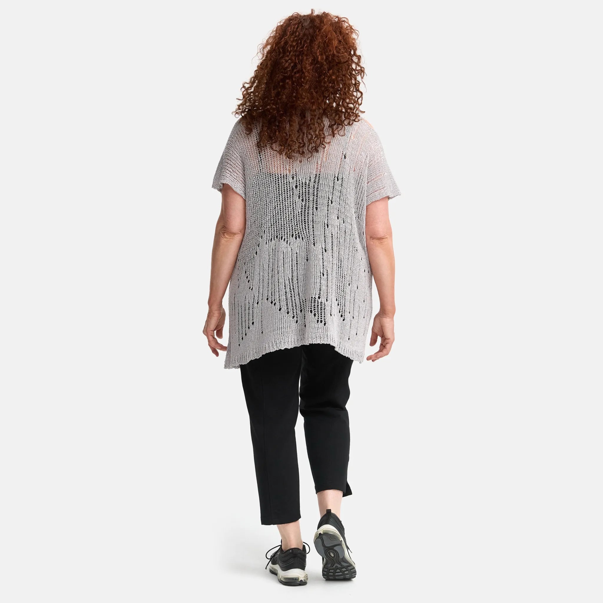  Amandine Pullover in kastiger Form, aus Baumwolle, A2807, Hellgrau, Schick, Modern, Bequem