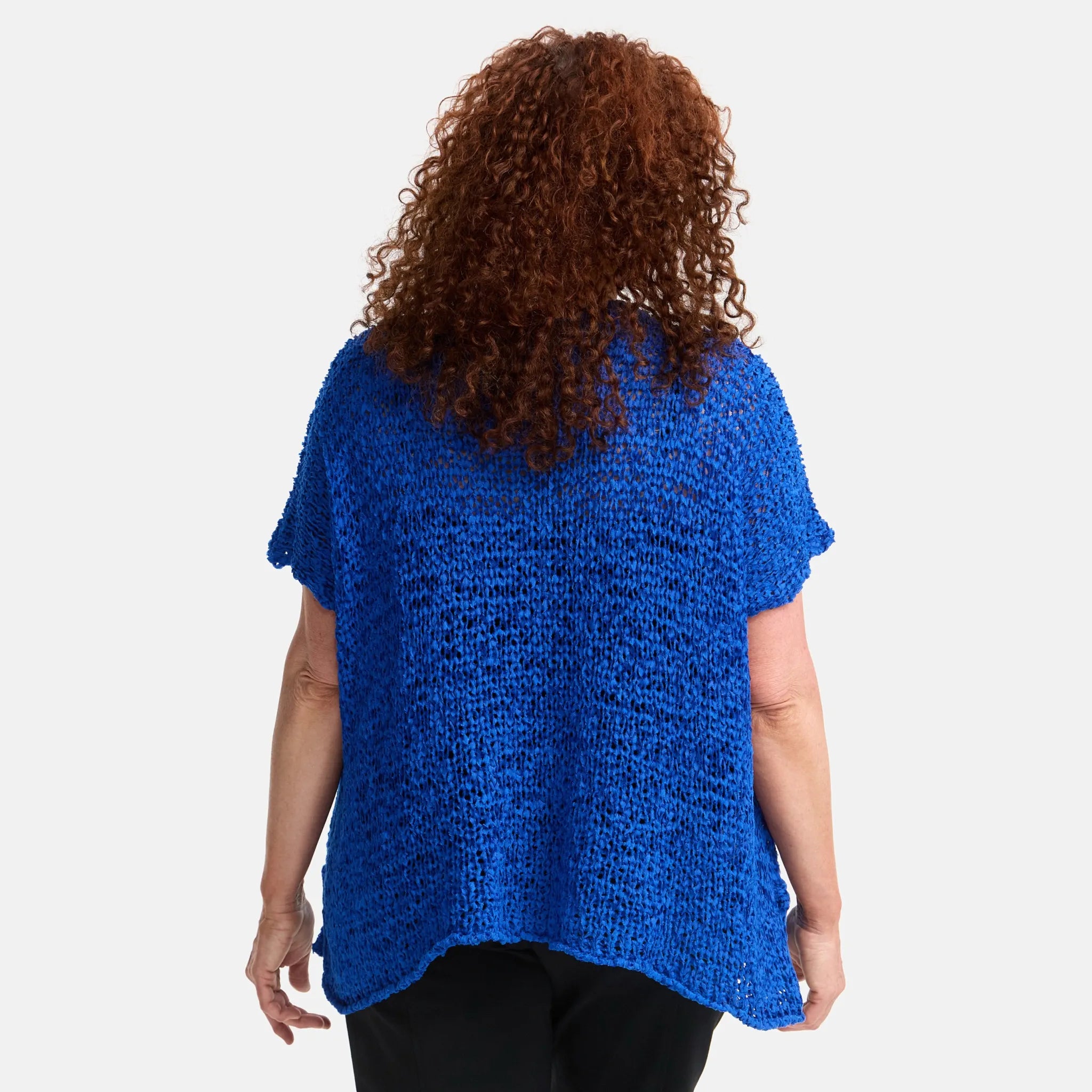  Amandine Pullover in kastiger Form, aus Baumwolle, A2808, Kobaltblau, Schick, Modern
