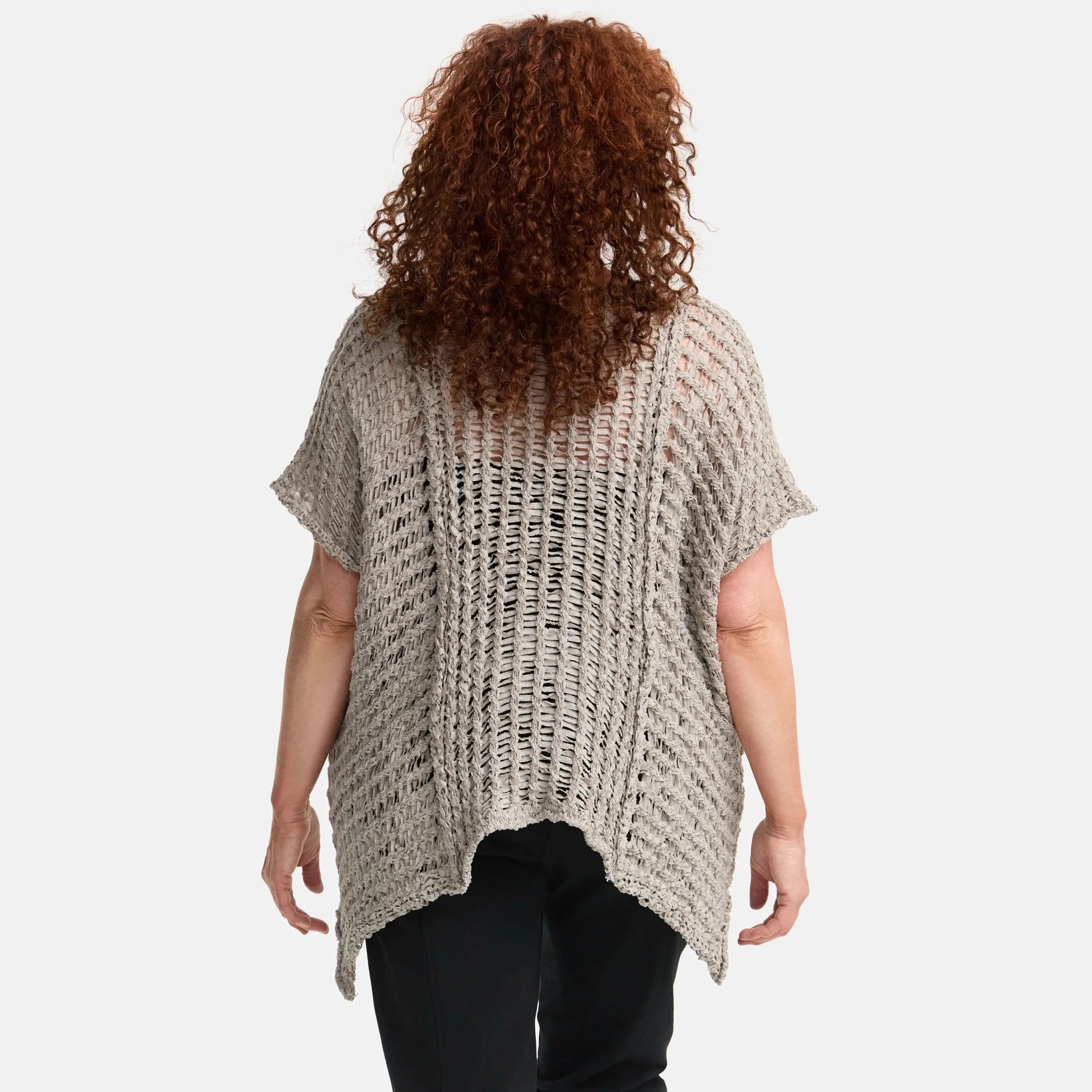  Amandine Pullover in kastiger Form, aus Baumwolle, A2809, Sand, Schick, Modern, Bequem