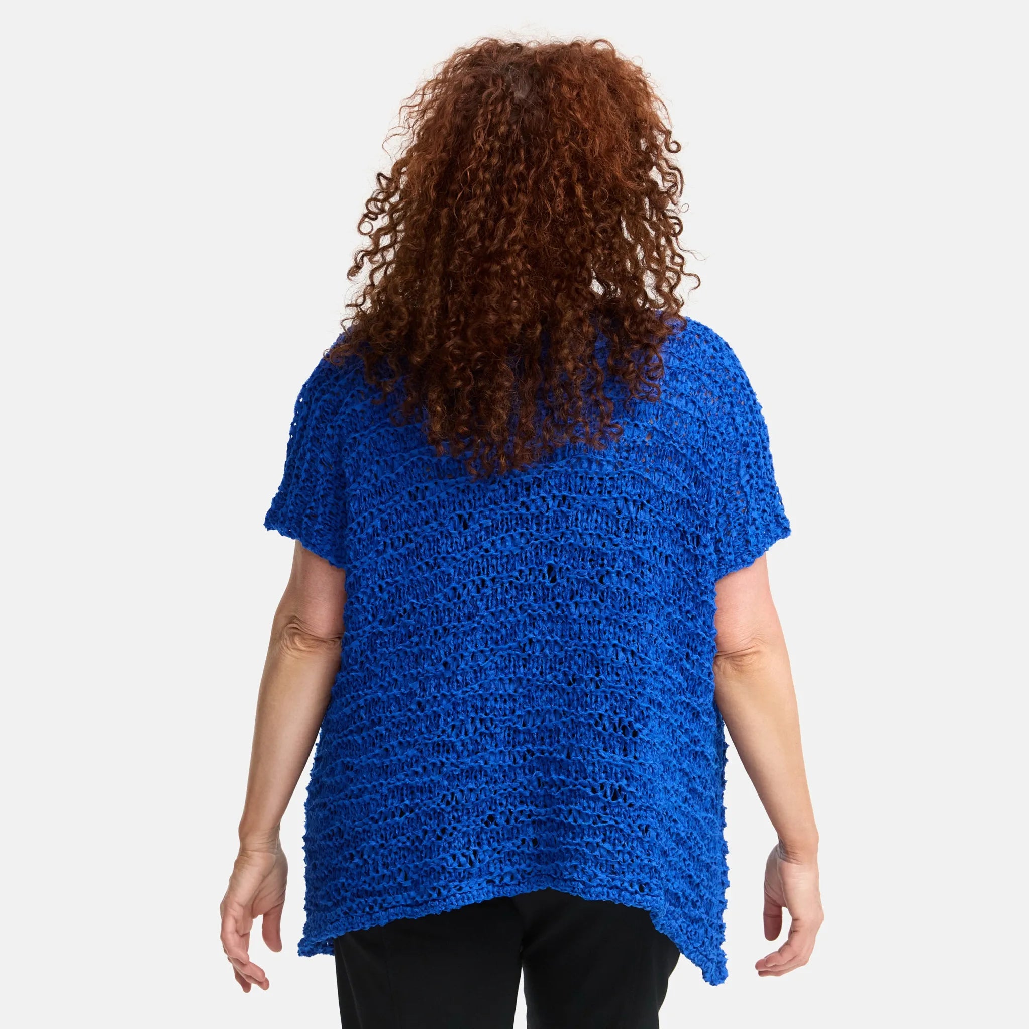  Amandine Pullover in kastiger Form, aus Baumwolle, A2810, Kobaltblau, Schick, Modern