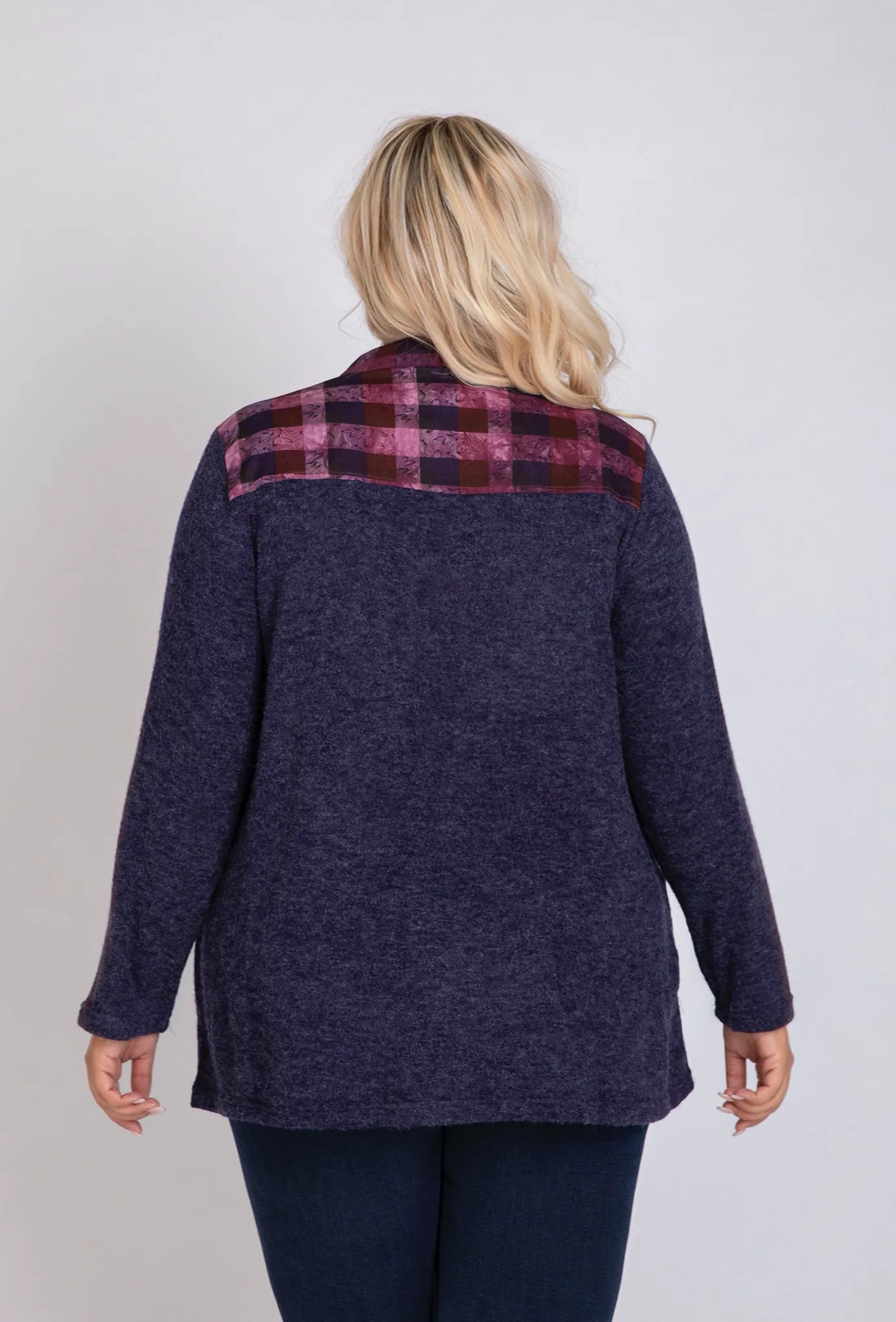  Pomme Rouge Shirt in gerader Form, aus Baumwolle, A811, Blau-Rosa, Schick, Modern, Bequem
